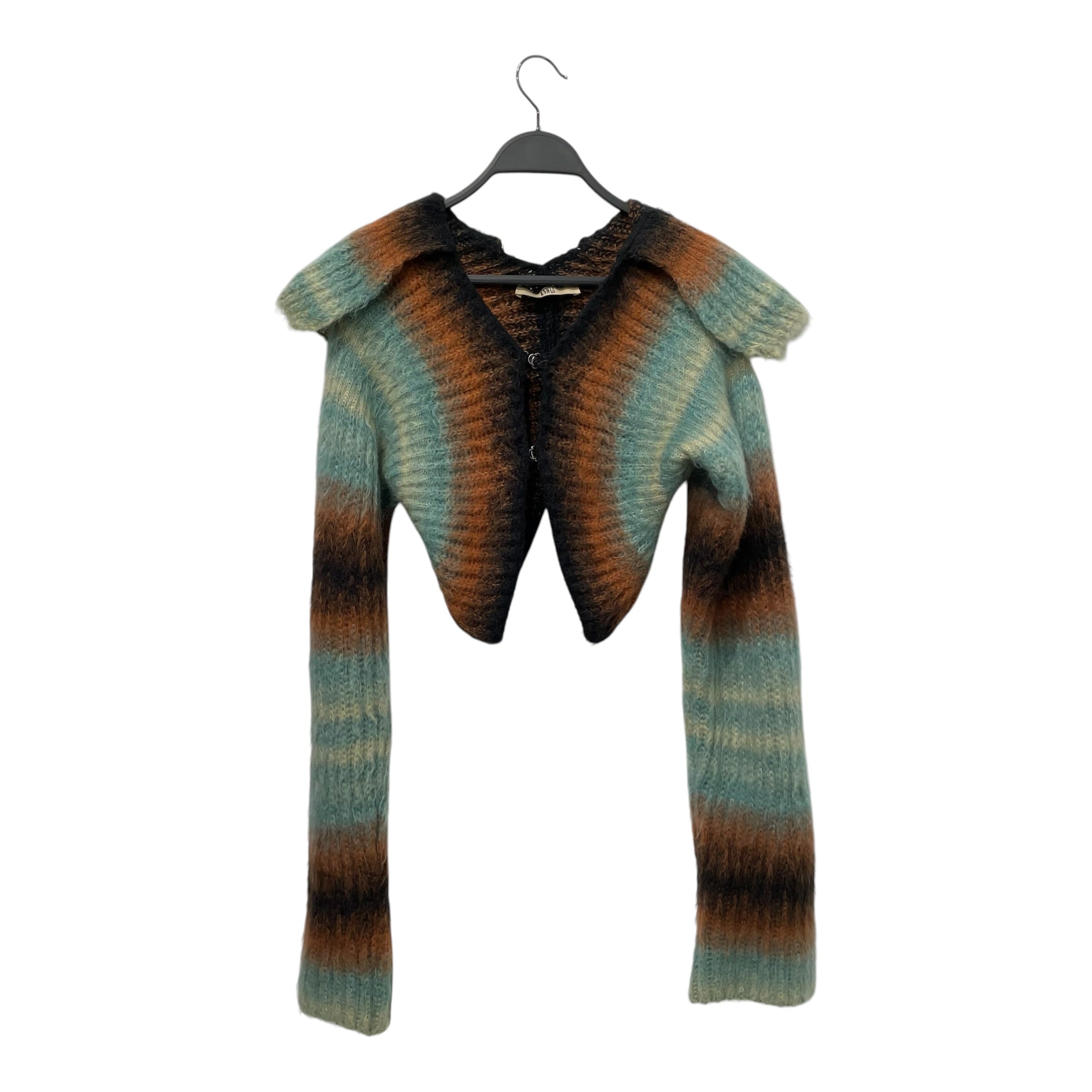 KNWLS/Cardigan/S/Stripe/Acrylic/BRW/Multicolor knit view 1