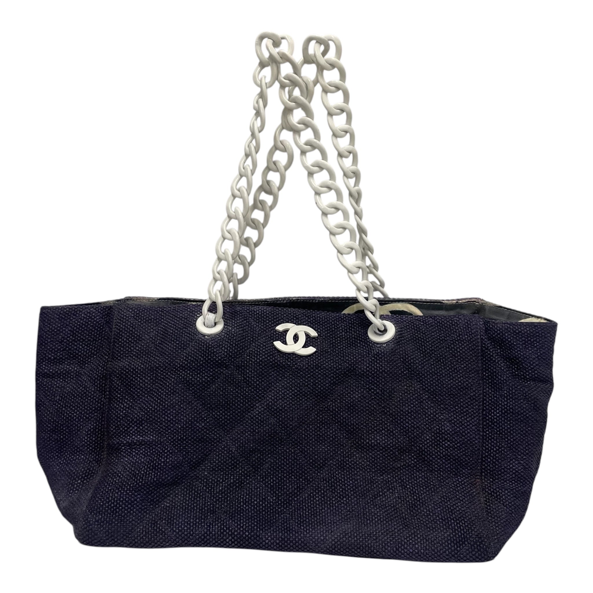 CHANEL/Tote Bag/PPL/STRAWWHITECHAIN view 1