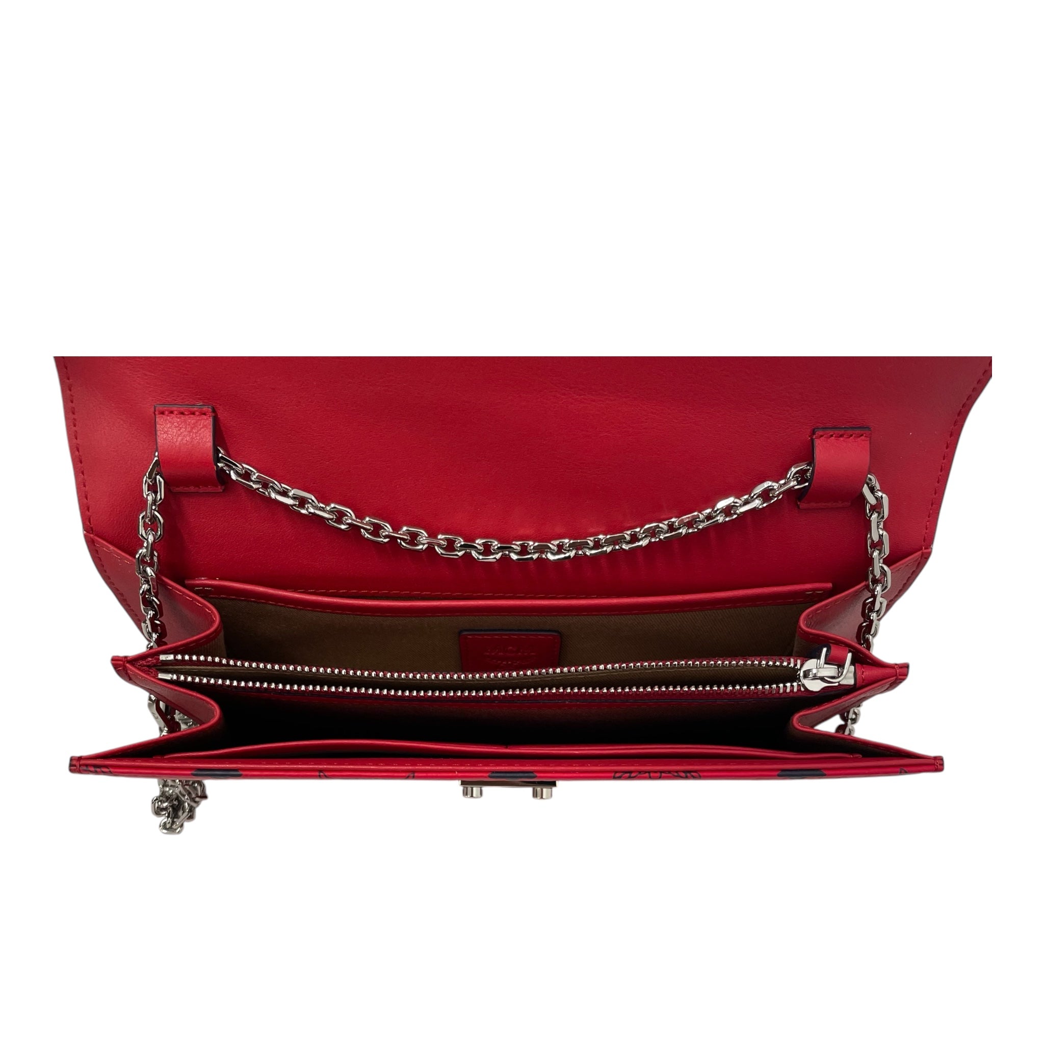 MCM/Cross Body Bag/Monogram/Leather/RED/slvr hrdwr small envelope view 4