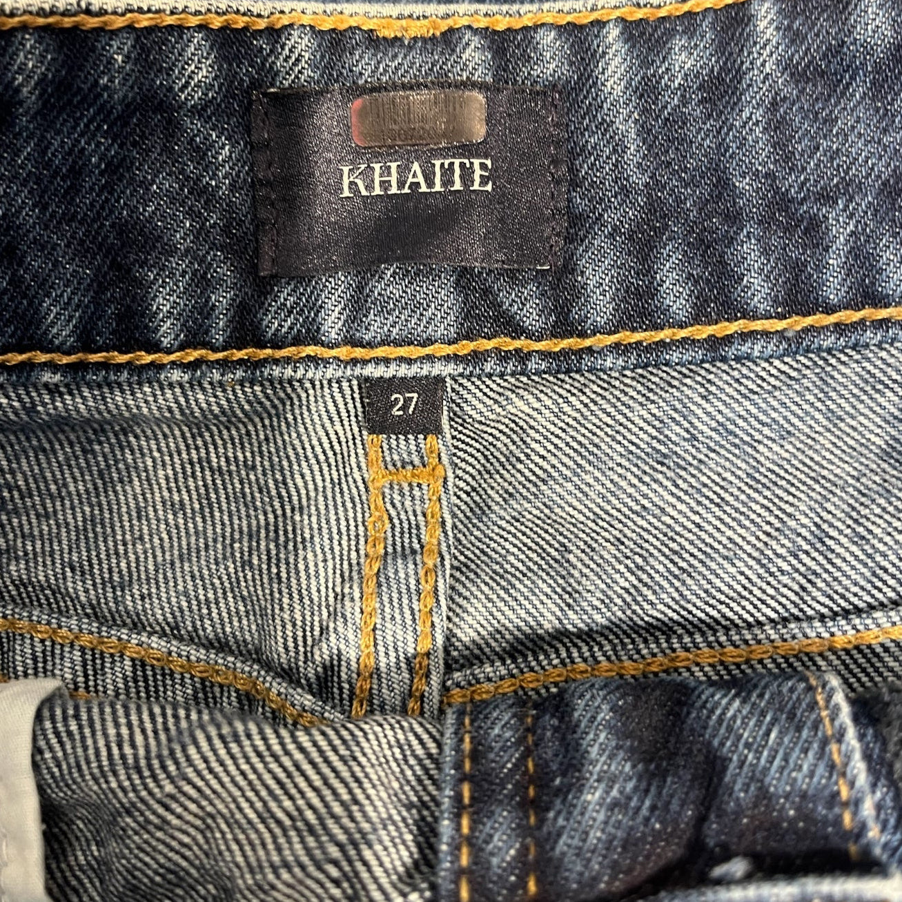 KHAITE/Wide Leg Pants/27/Cotton/BLU/WIDE LEG BLACK GOLD BUTTON view 3