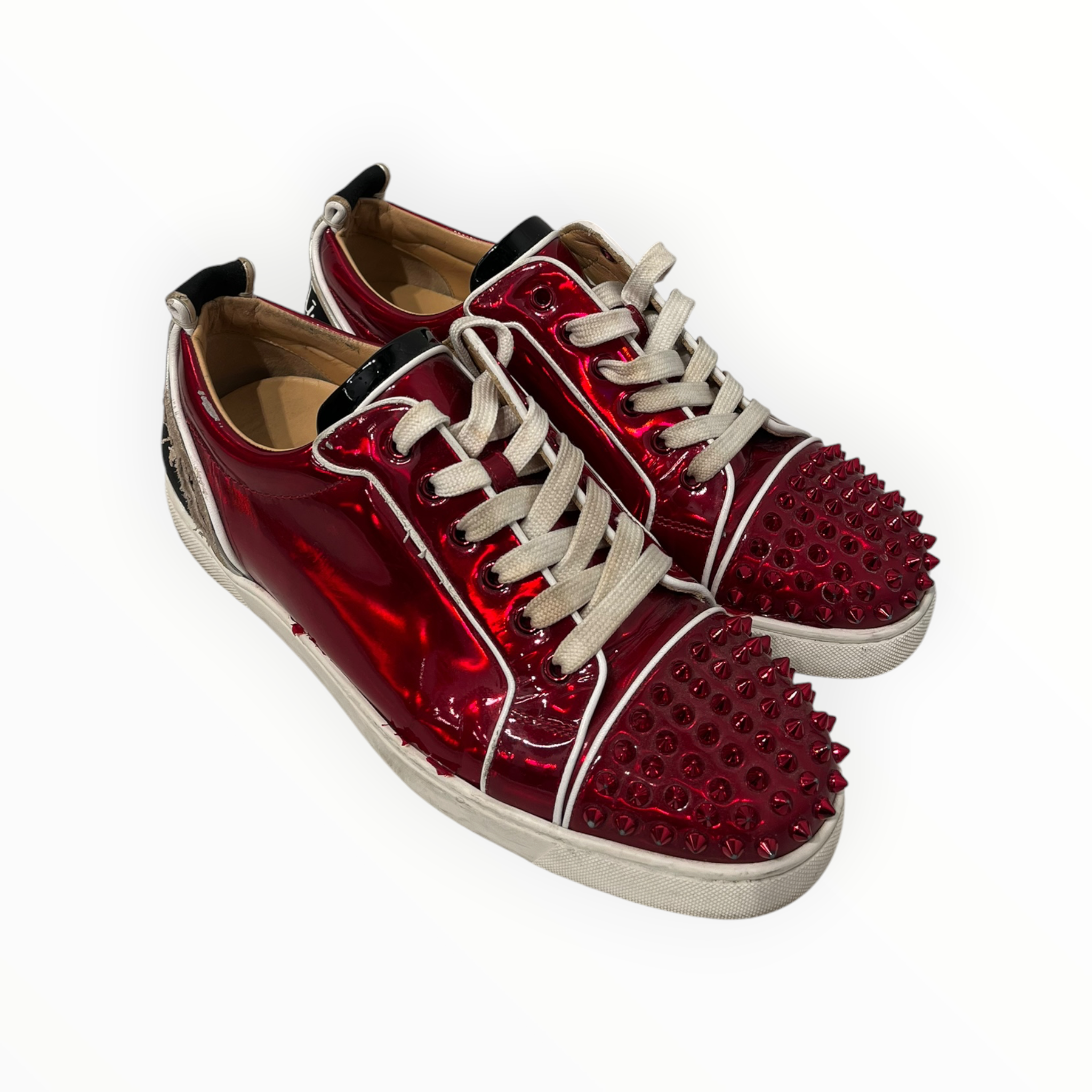 Christian Louboutin/Low-Sneakers/EU 41.5/RED/toe spikes blackbackwhitelogo view 2