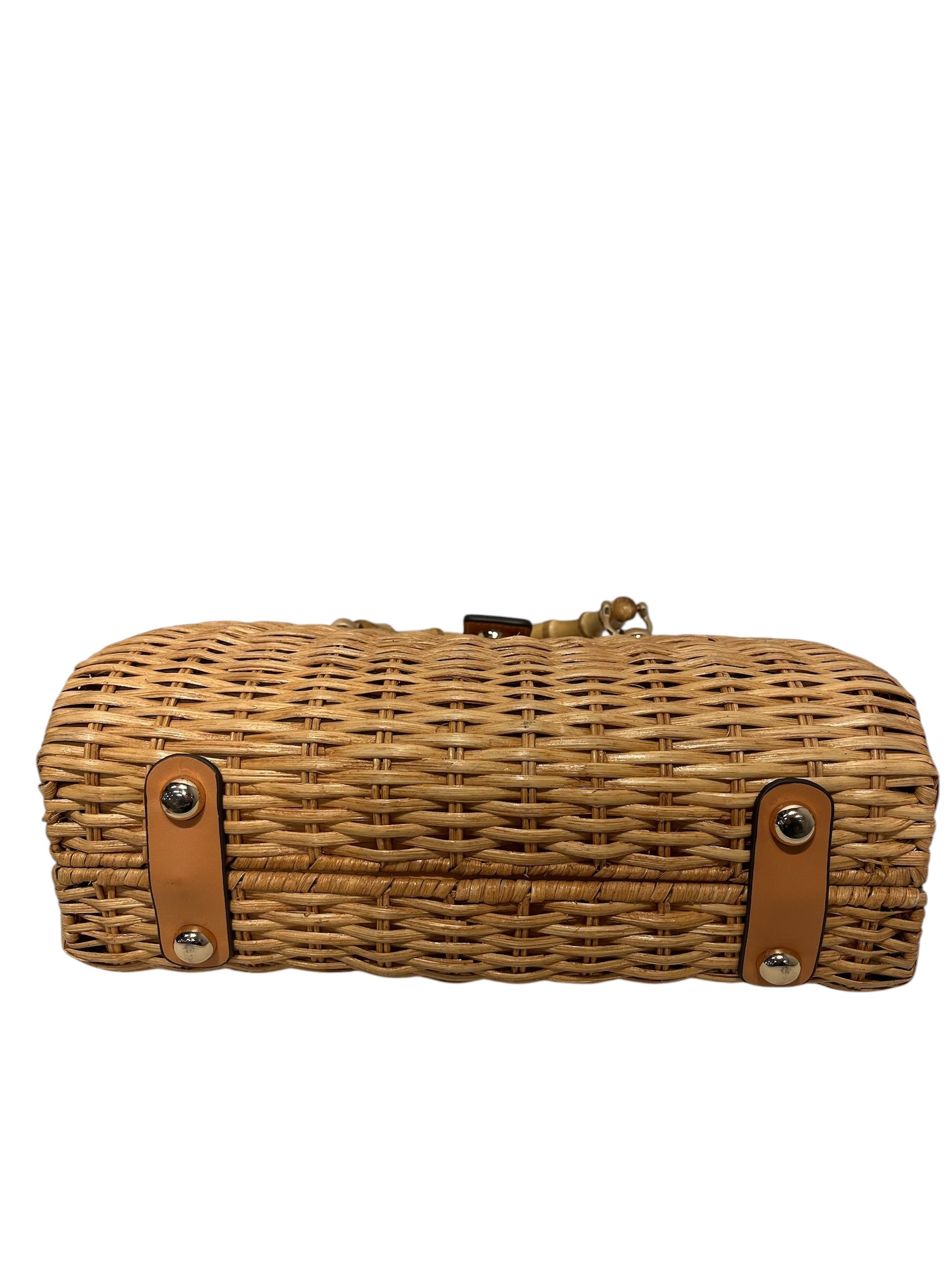 Frances Valentine/Hand Bag/Tweed/CML/Rooster Woven wicker top bag view 5