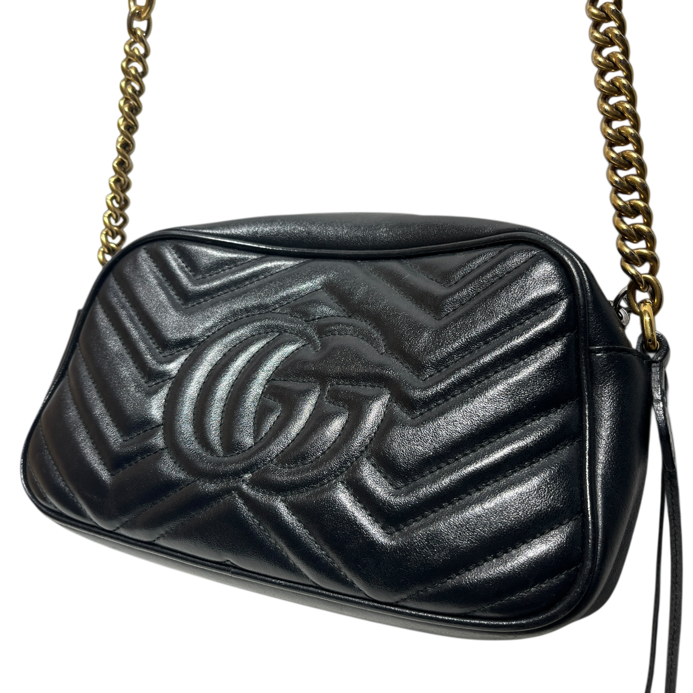 GUCCI/Cross Body Bag/Leather/BLK/Matelasse Camera Bag view 3