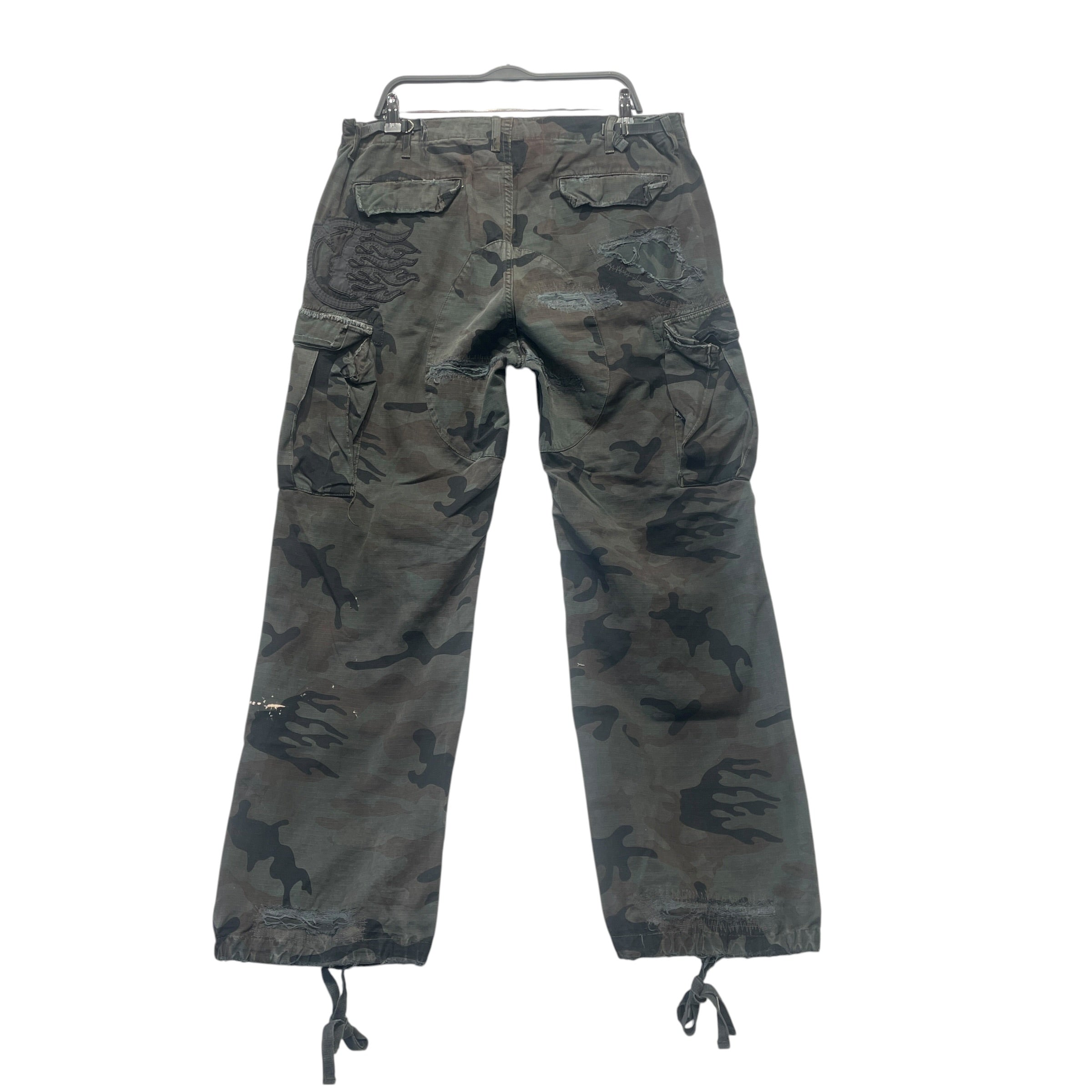 HELLSTAR/Cargo Pants/L/Cotton/GRN/Camouflage/DISTRESSED RED BUTTON view 2