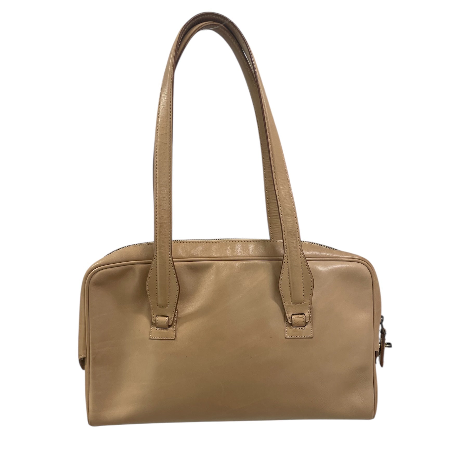 GUCCI/Hand Bag/Leather/BEG/CALFSKIN/ZIPPER LOGO view 2