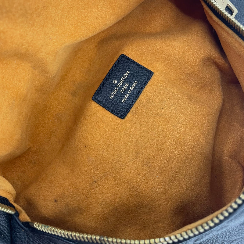 LOUIS VUITTON/Fanny Pack/Leather/BLK/QUILTED LV GOLD ZIPPER