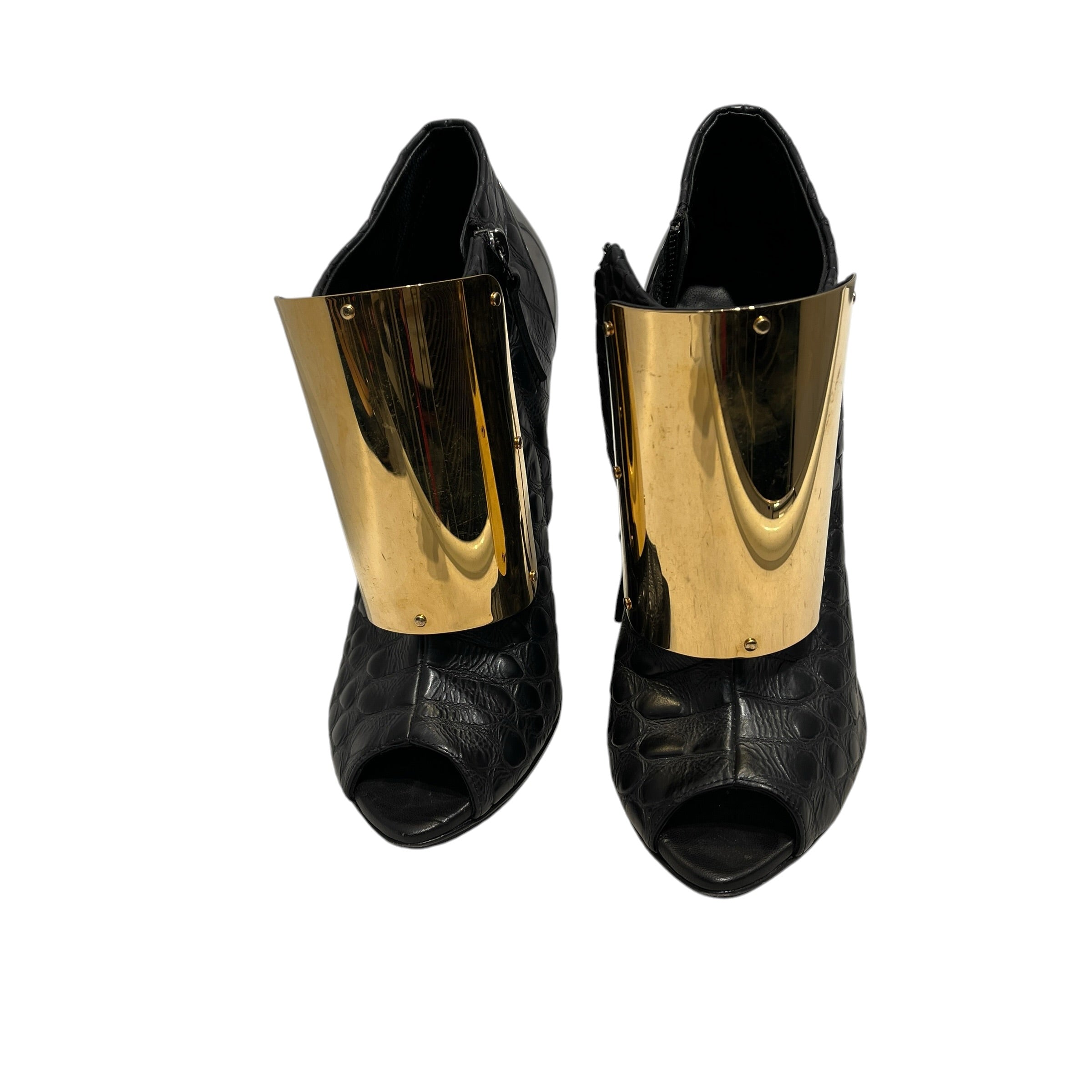 Giuseppe Zanotti/Heels/EU 37/Animal Pattern/Leather/BLK/croc embossed gold plate view 6