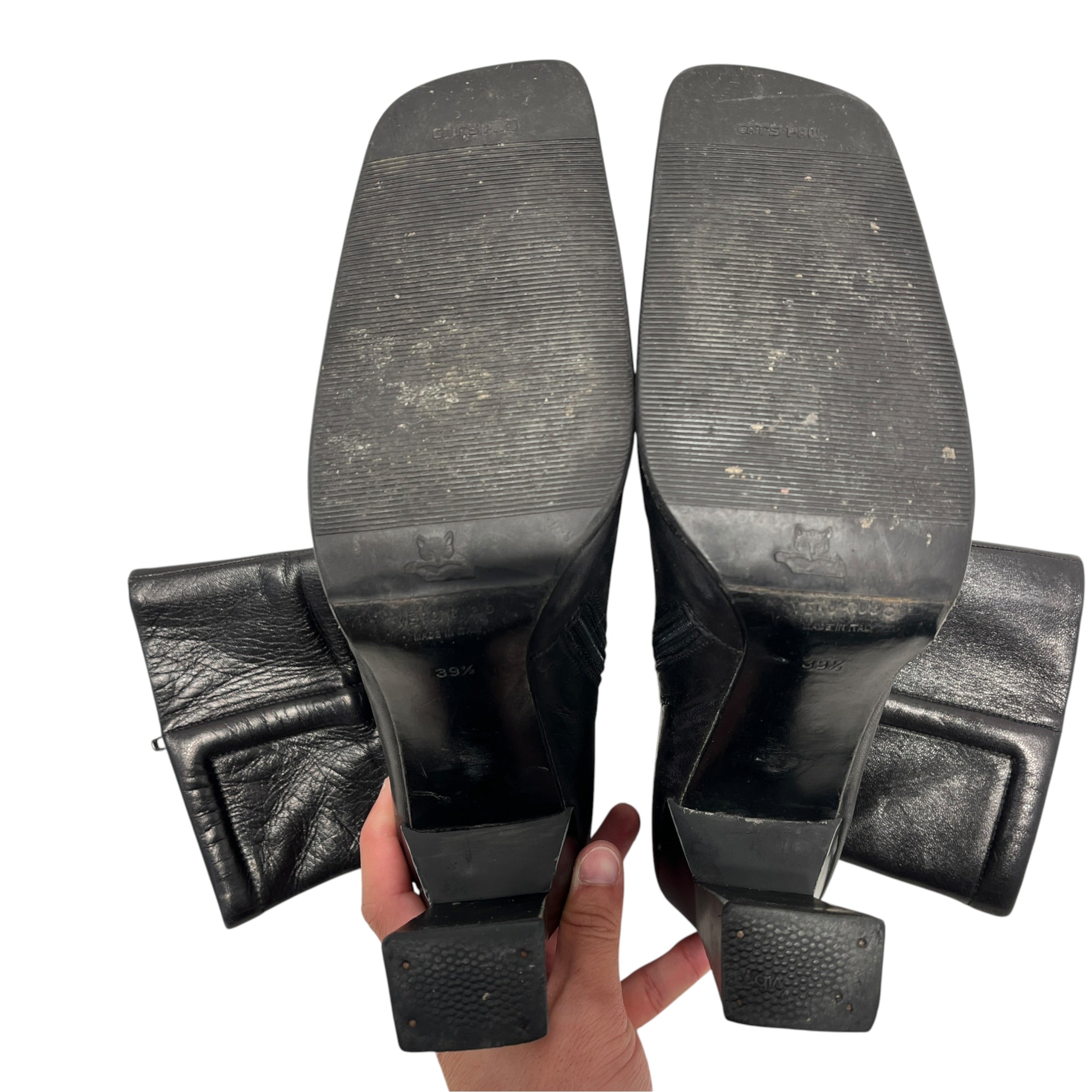 MIU MIU/Ankle Boots/EU 39.5/Leather/BLK/VINTAGE SQUARE TOE ANKLE BOOT view 10