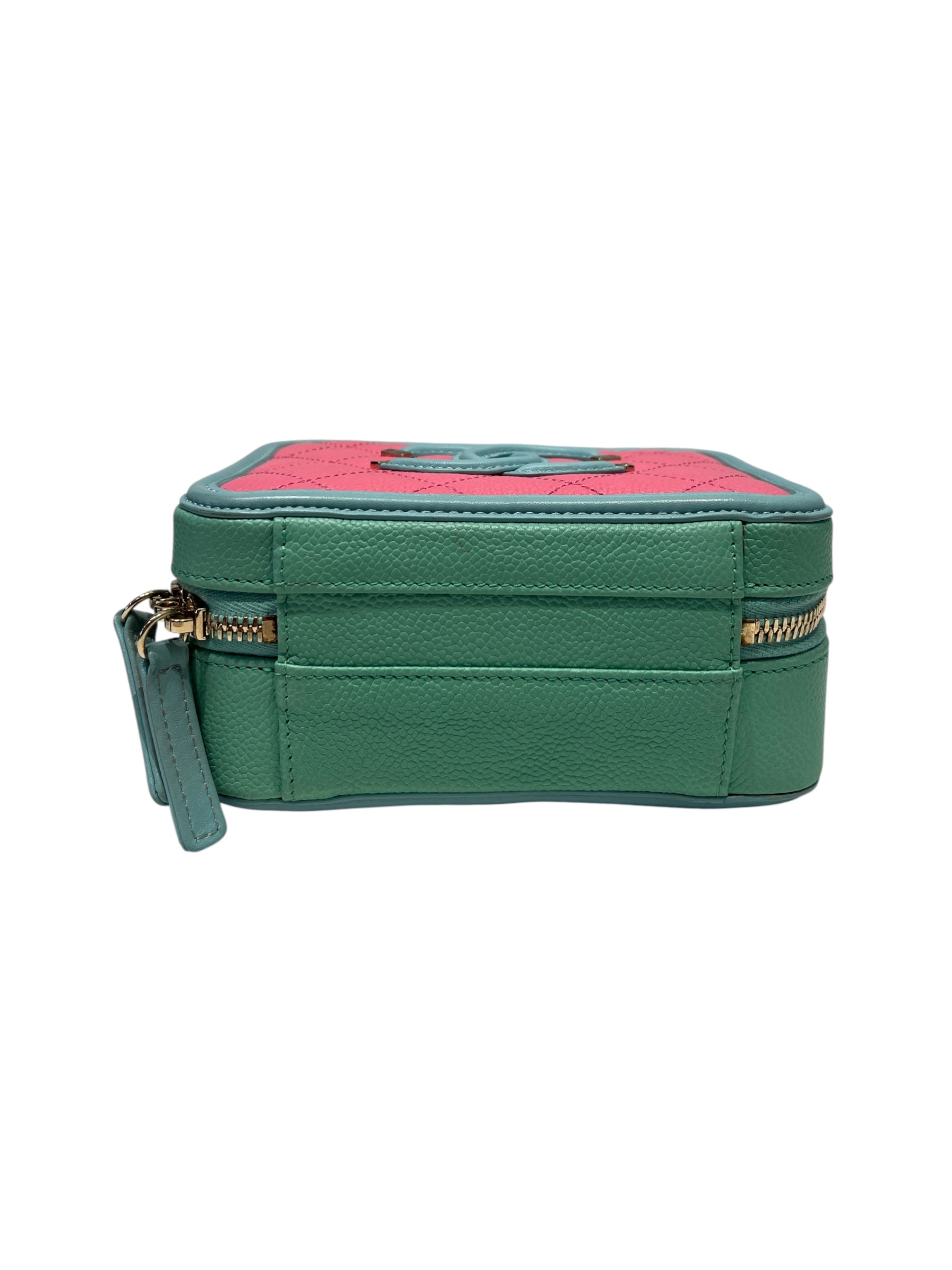 CHANEL/Cross Body Bag/S/Leather/PNK/CHANEL pink/green cross body view 3