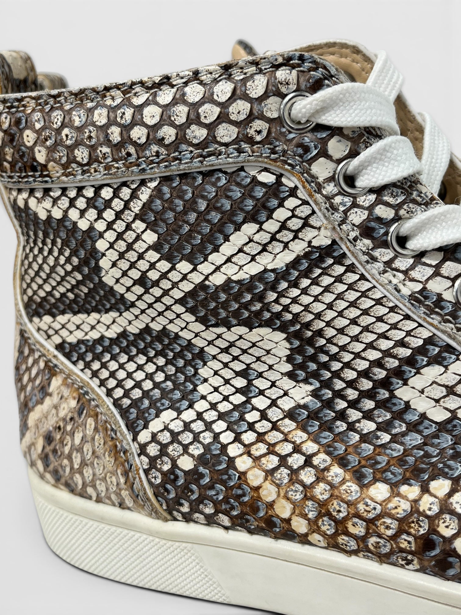 Christian Louboutin/Hi-Sneakers/EU 41/Animal Pattern/Leather/WHT/SNAKESKIN RED BOTTOMS view 6