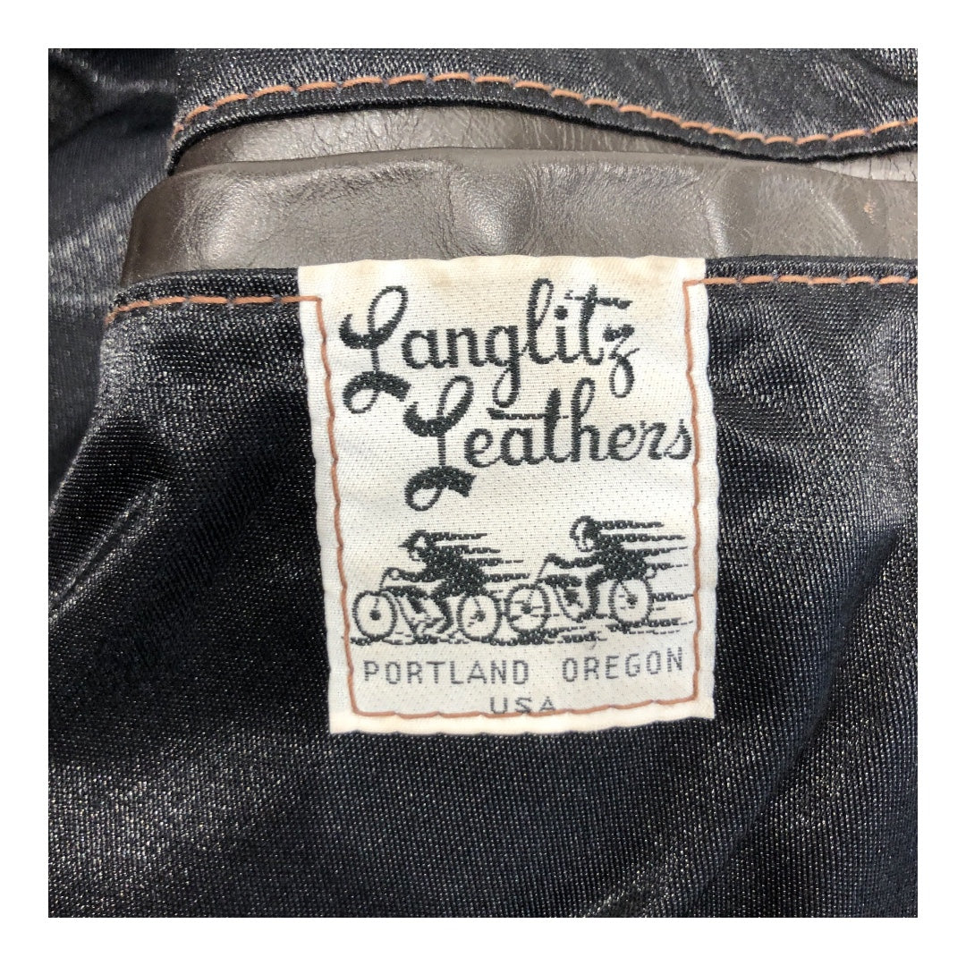 LANGLITZ LEATHERS/Leather Jkt/Leather/BRW/BROWN LEATHER OFF CENTERT ZIP view 3