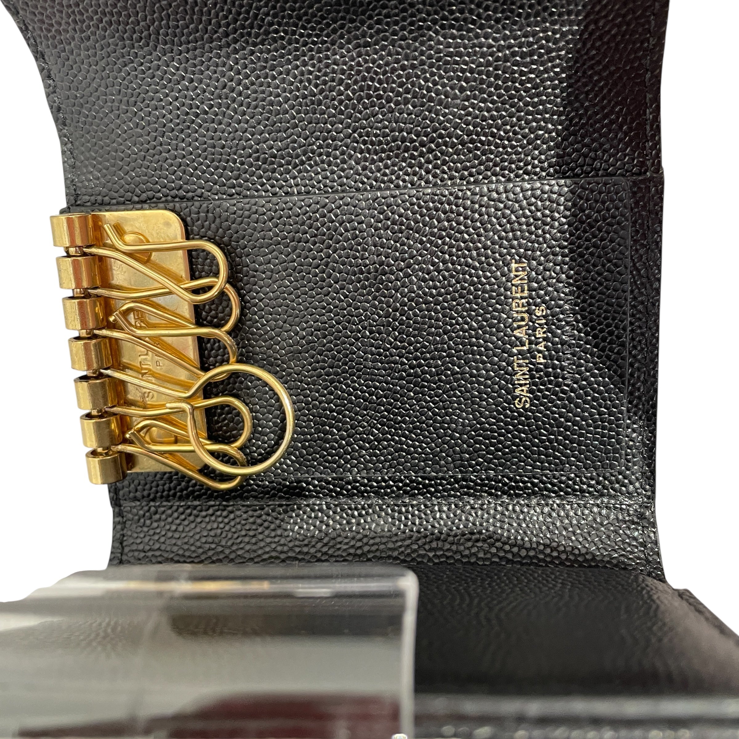 YVES SAINT LAURENT/Bifold Wallet/Leather/BLK/Cassandra Matelasse Keycase view 4