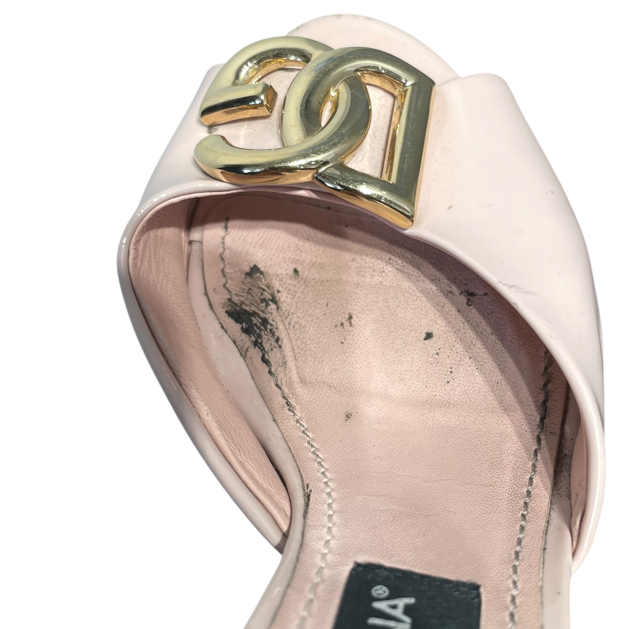 DOLCE&GABBANA/Heels/EU 37/Leather/PNK/PEEP TOE GOLD DG view 4