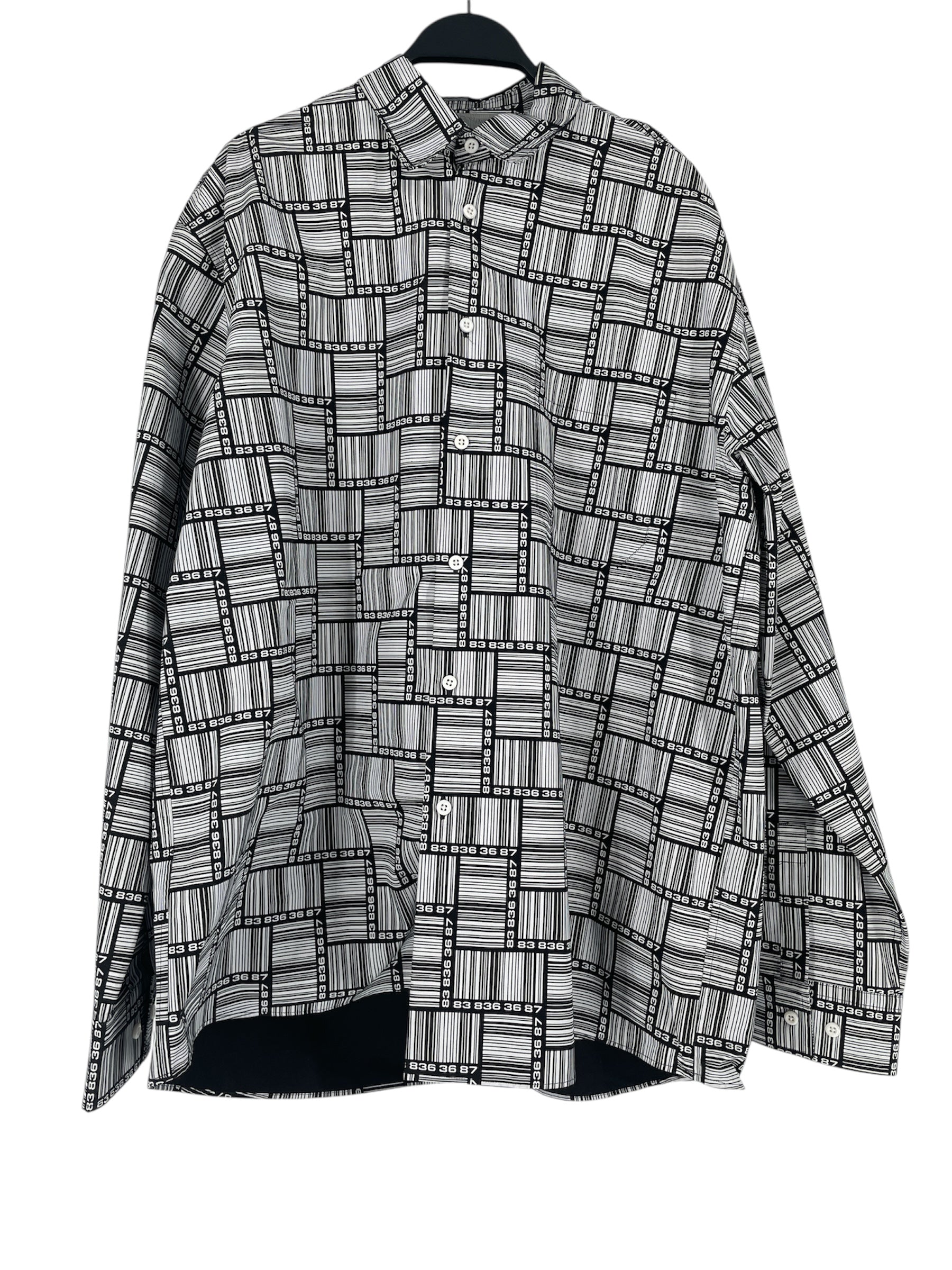 VETEMENTS/LS Shirt/L/Cotton/BLK/Open Coller/All Over Print/BARCODE view 1