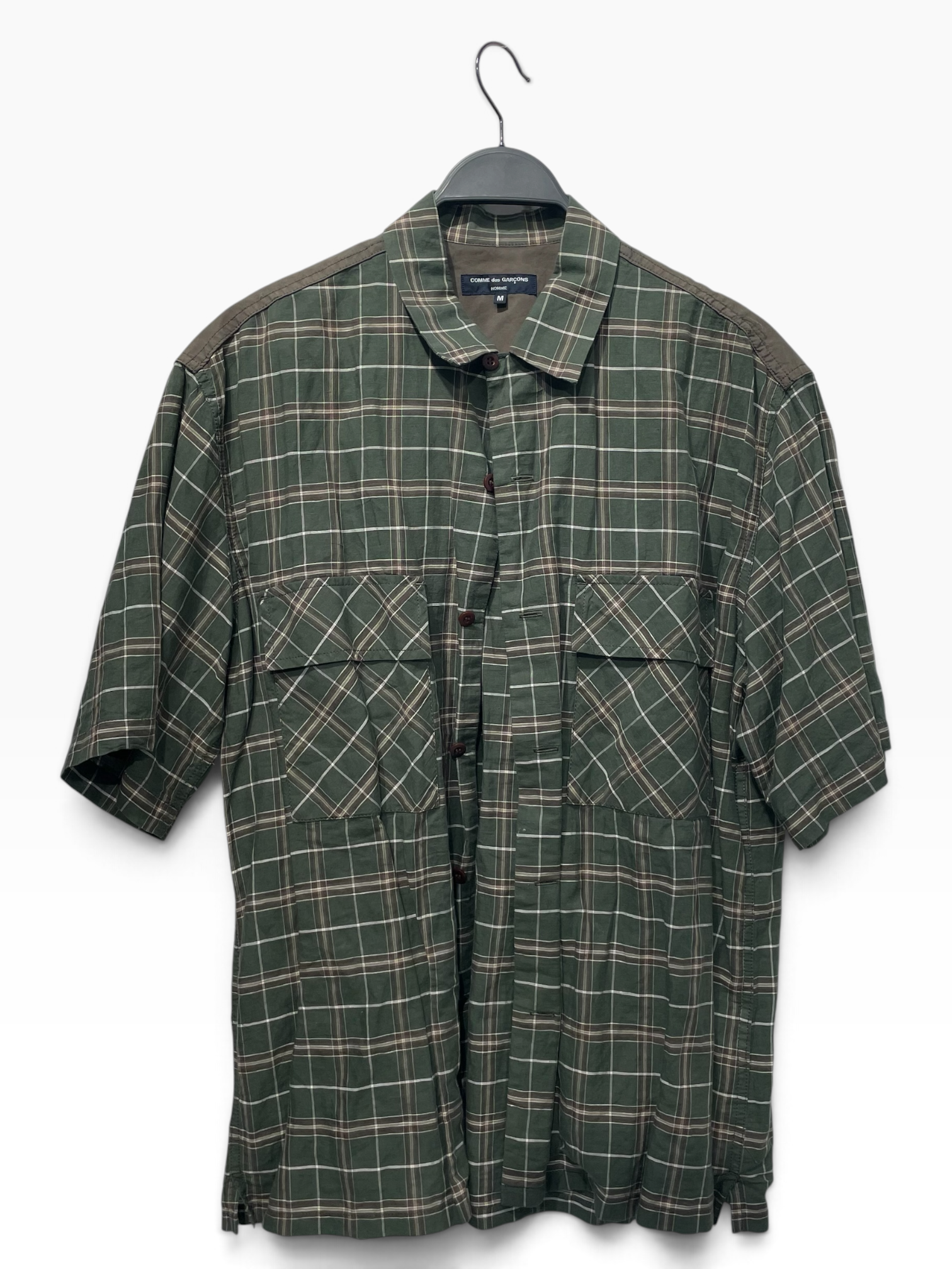 COMME des GARCONS HOMME/Polo Shirt/M/Cotton/GRN/Plaid/HI-B027 view 1