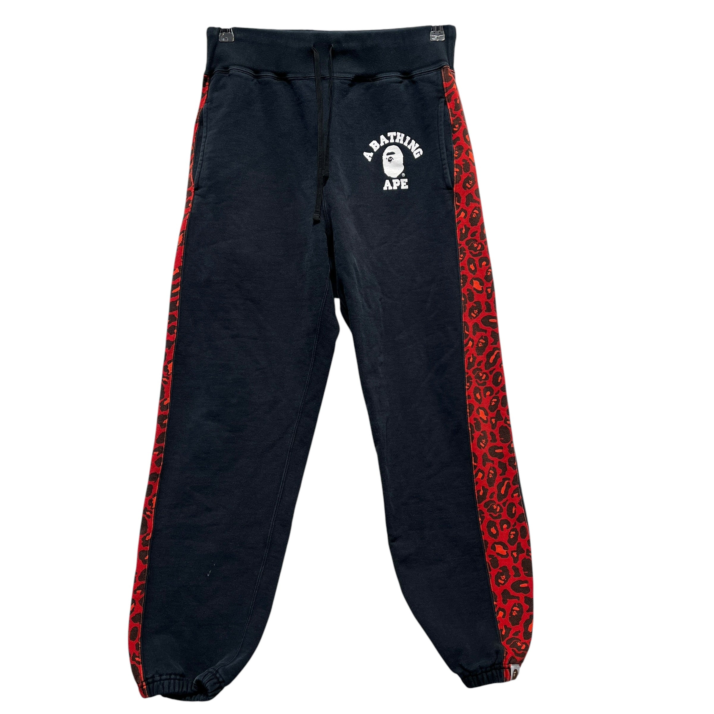 A BATHING APE/Pants/M/Cotton/BLK/Joggers/Camouflage/red camo stripe view 1