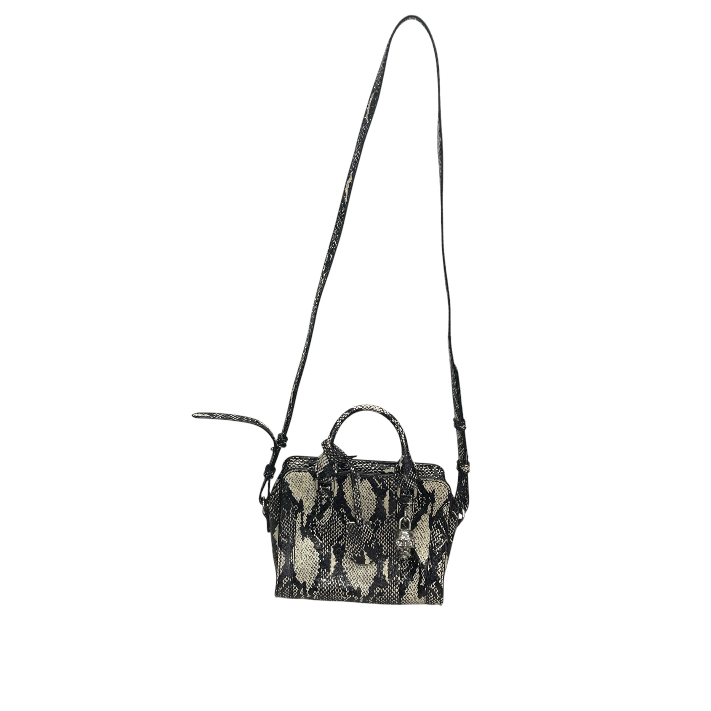 Alexander McQueen/Tote Bag/Animal Pattern/Leather/BLK/mini skull padlock/snakeskin view 3