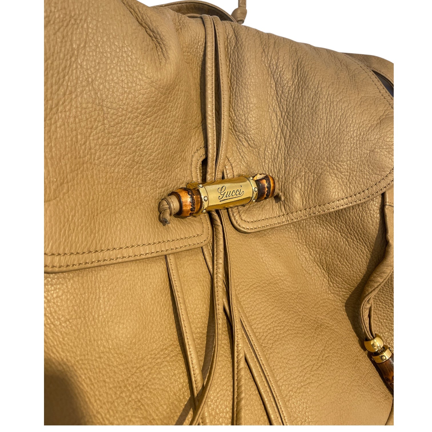 GUCCI/Hand Bag/Leather/KHK/bamboo/jungle bag/gld hardware view 5