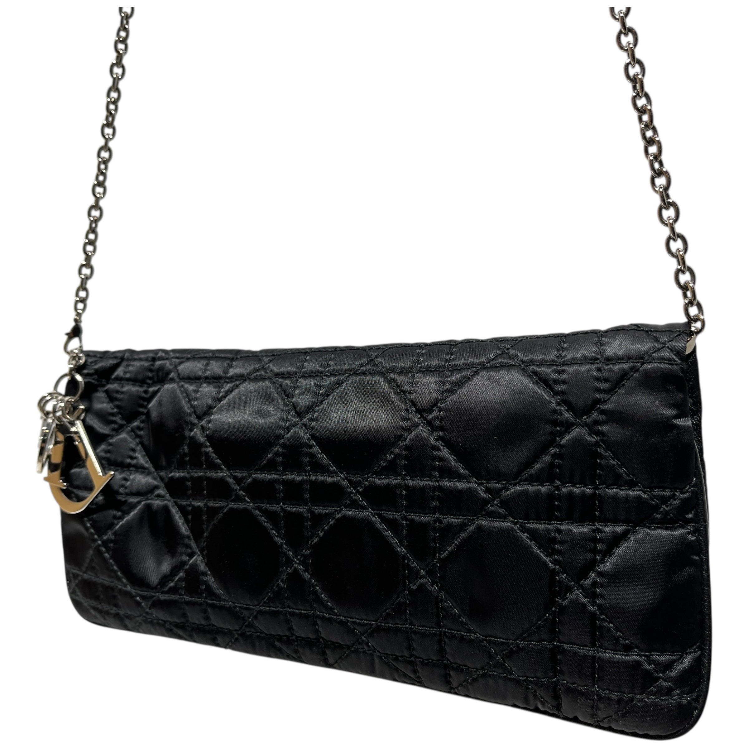 Christian Dior/Cross Body Bag/Cotton/BLK/LADY DIOR CANNAGE/ SILVER view 4