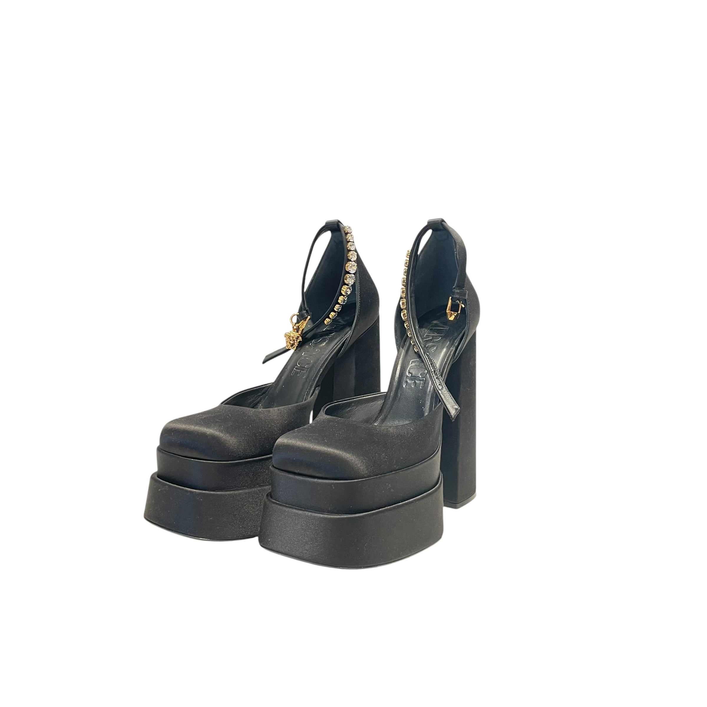 VERSACE/Heels/EU 40/Nylon/BLK/Medusa Aevitas Platforms view 1