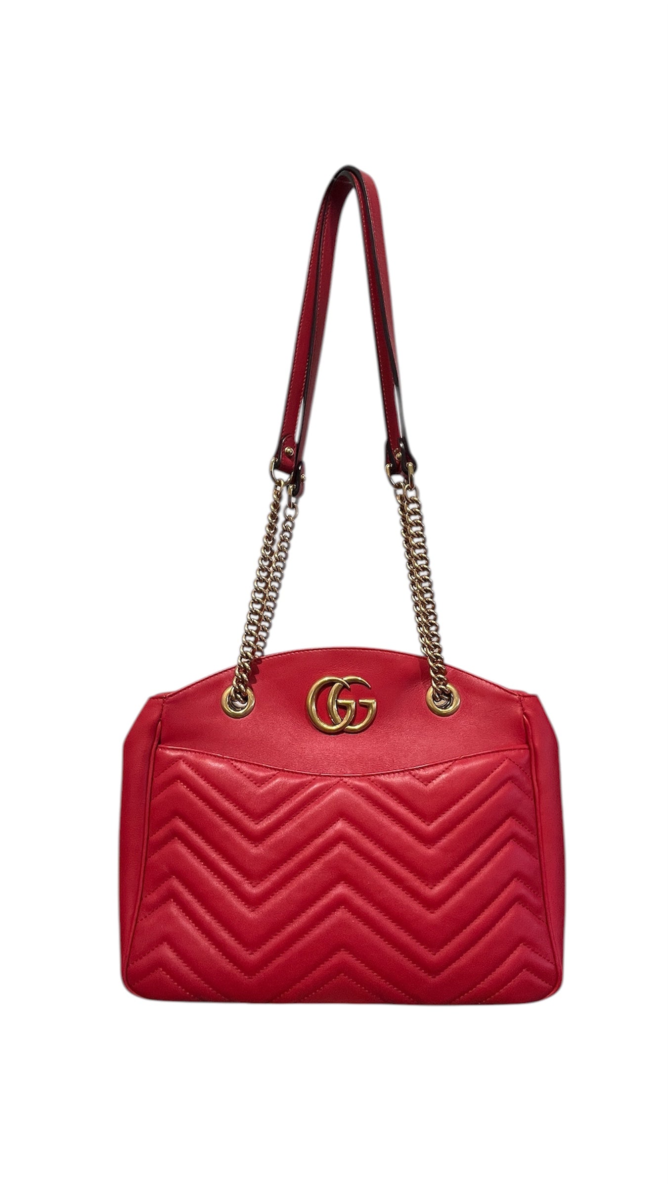 GUCCI/Cross Body Bag/Leather/RED/gucci gg marmont matelasse view 1