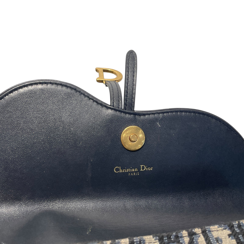 Christian Dior/Cross Body Bag/Cotton/NVY/saddie wallet
