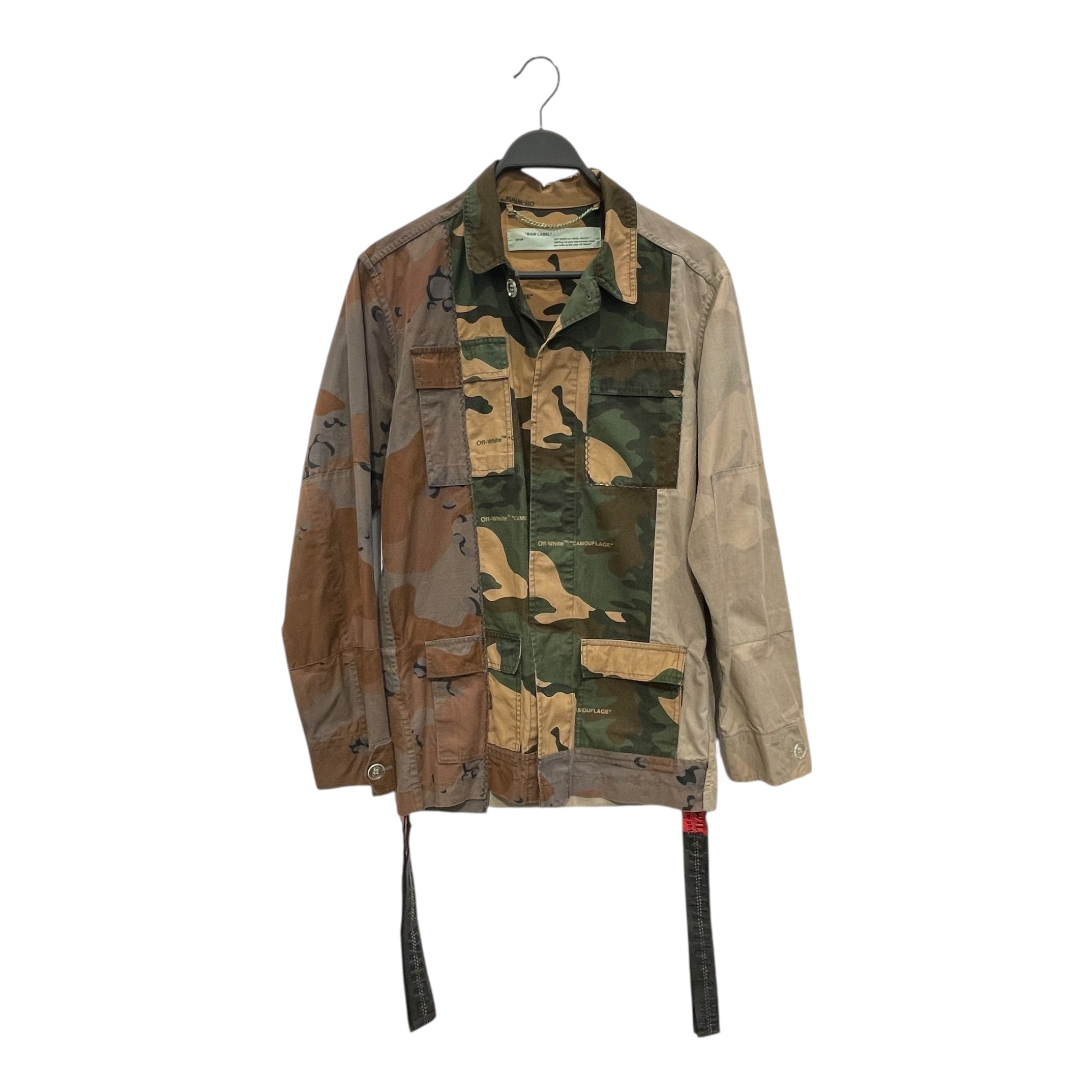 OFF-WHITE/LS Shirt/XS/Cotton/GRN/Camouflage/PATCH-WORK view 1
