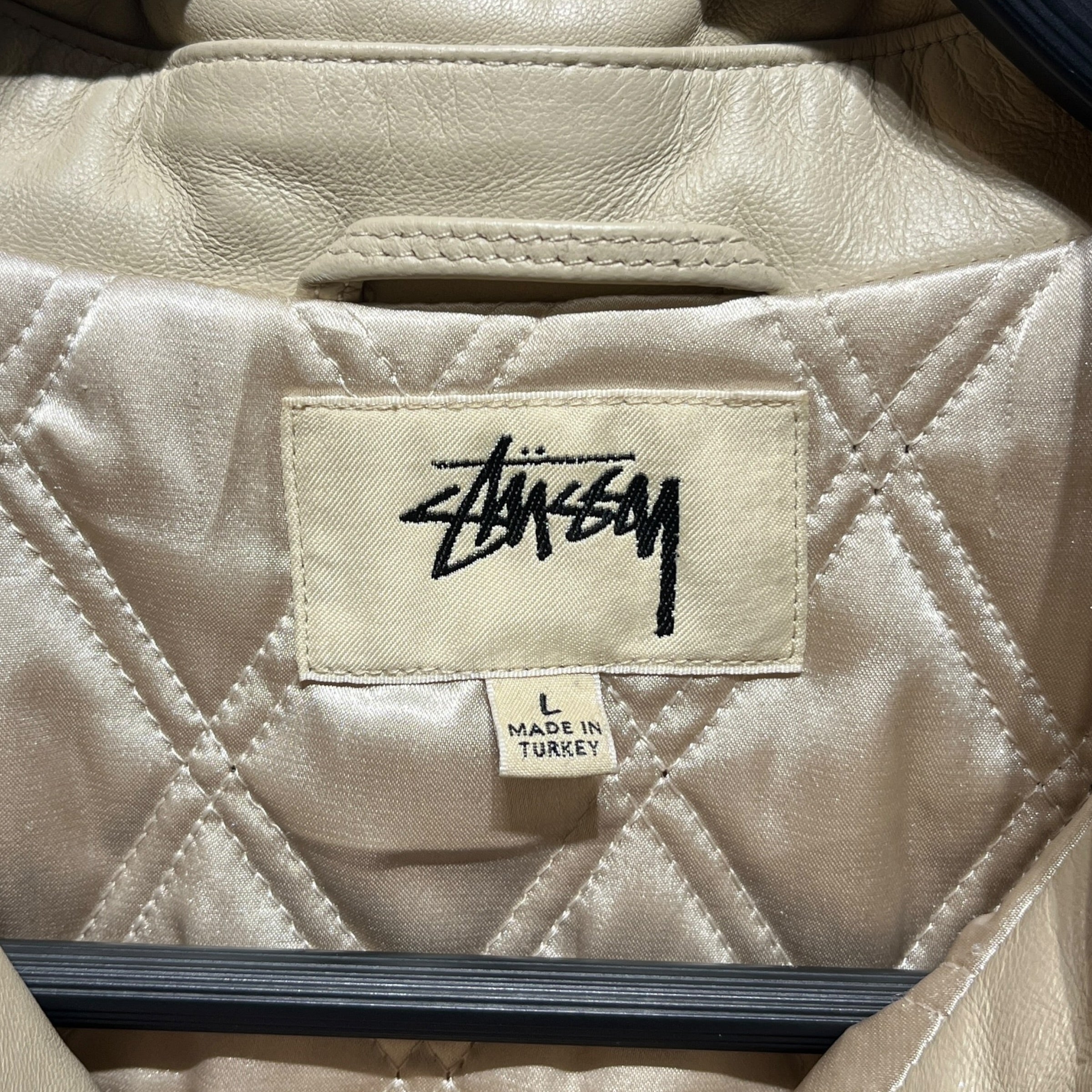 STUSSY/Leather Jkt/L/Lambskin/BEG/Leather Overshirt view 3