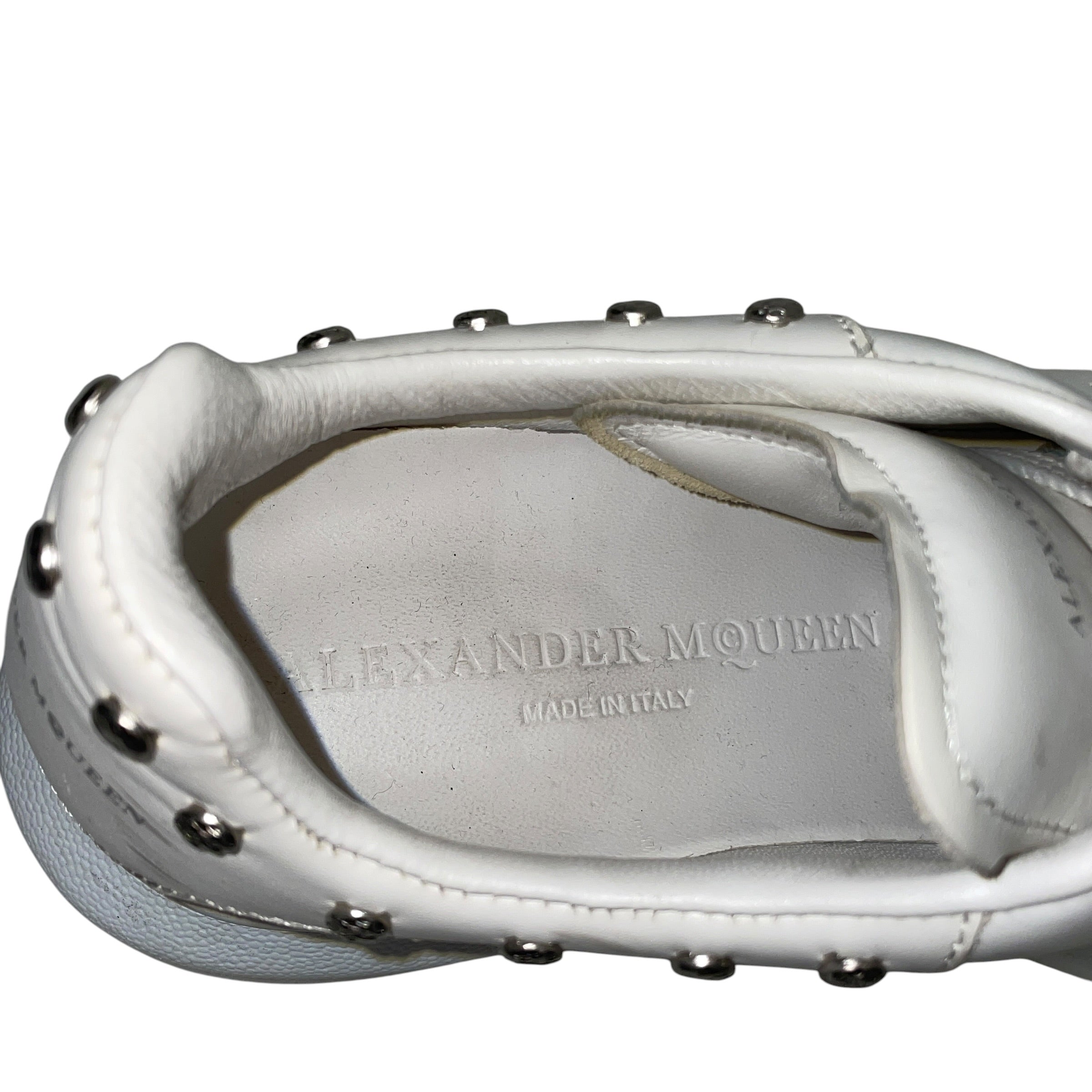 Alexander McQueen/Low-Sneakers/EU 37/Leather/WHT/silver studs on back/lace up view 3