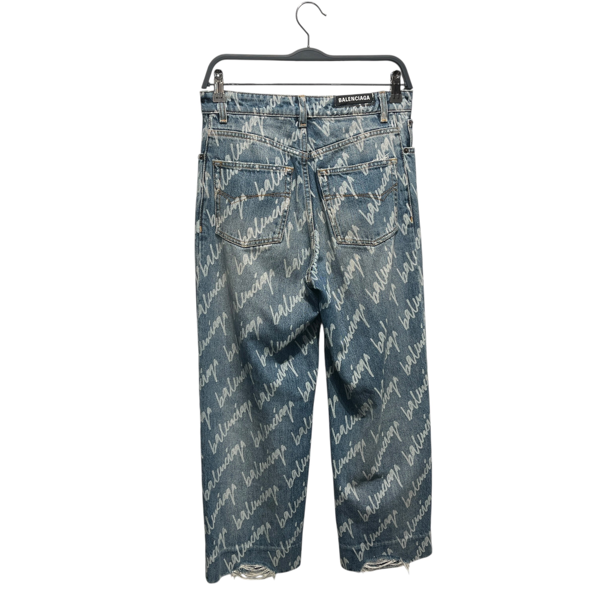 BALENCIAGA/Straight Pants/25/All Over Print/Denim/BLU/Monogram Print Denim view 2