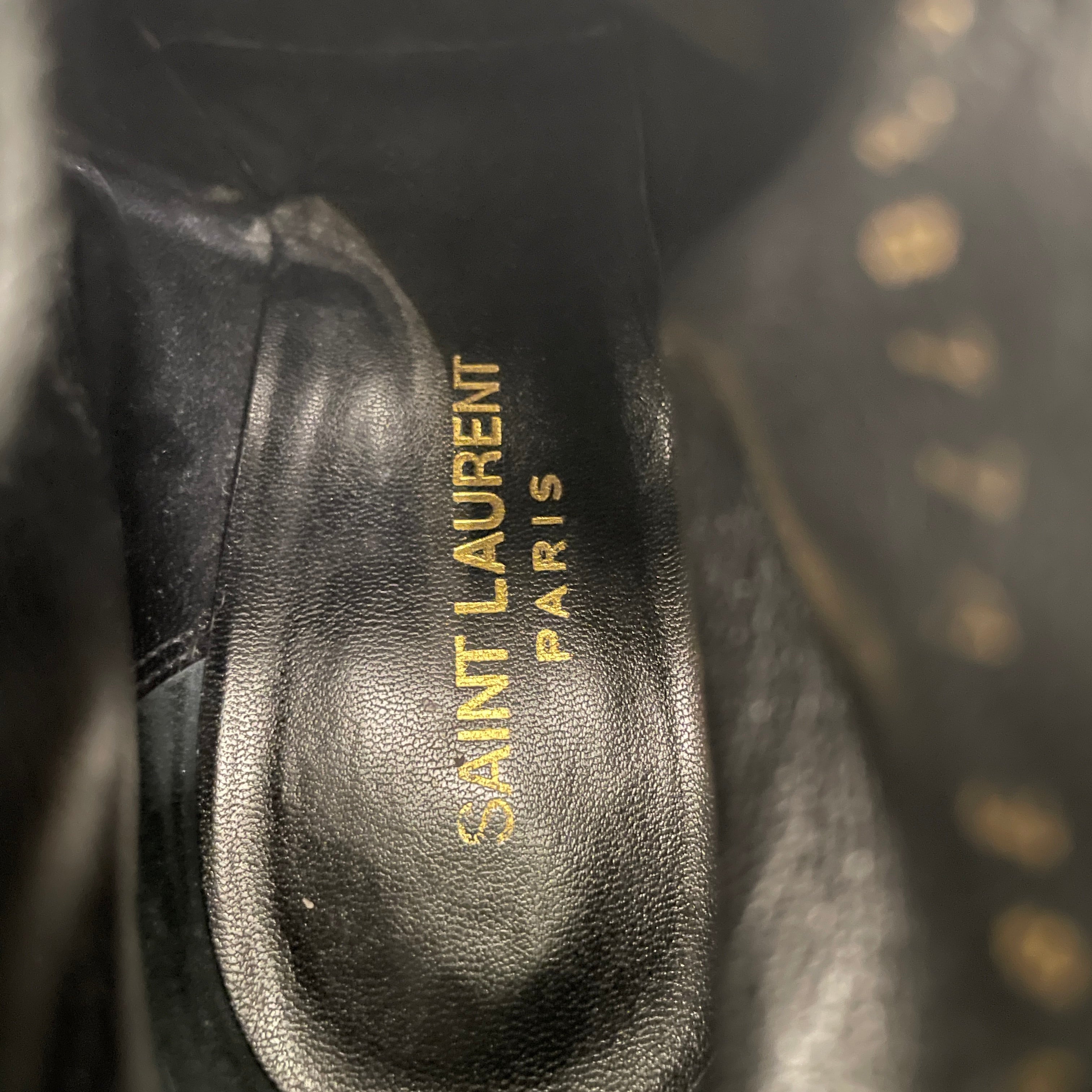 SAINT LAURENT/Heels/EU 38.5/Suede/BLK/FRINGE LACE UP HEEL view 7