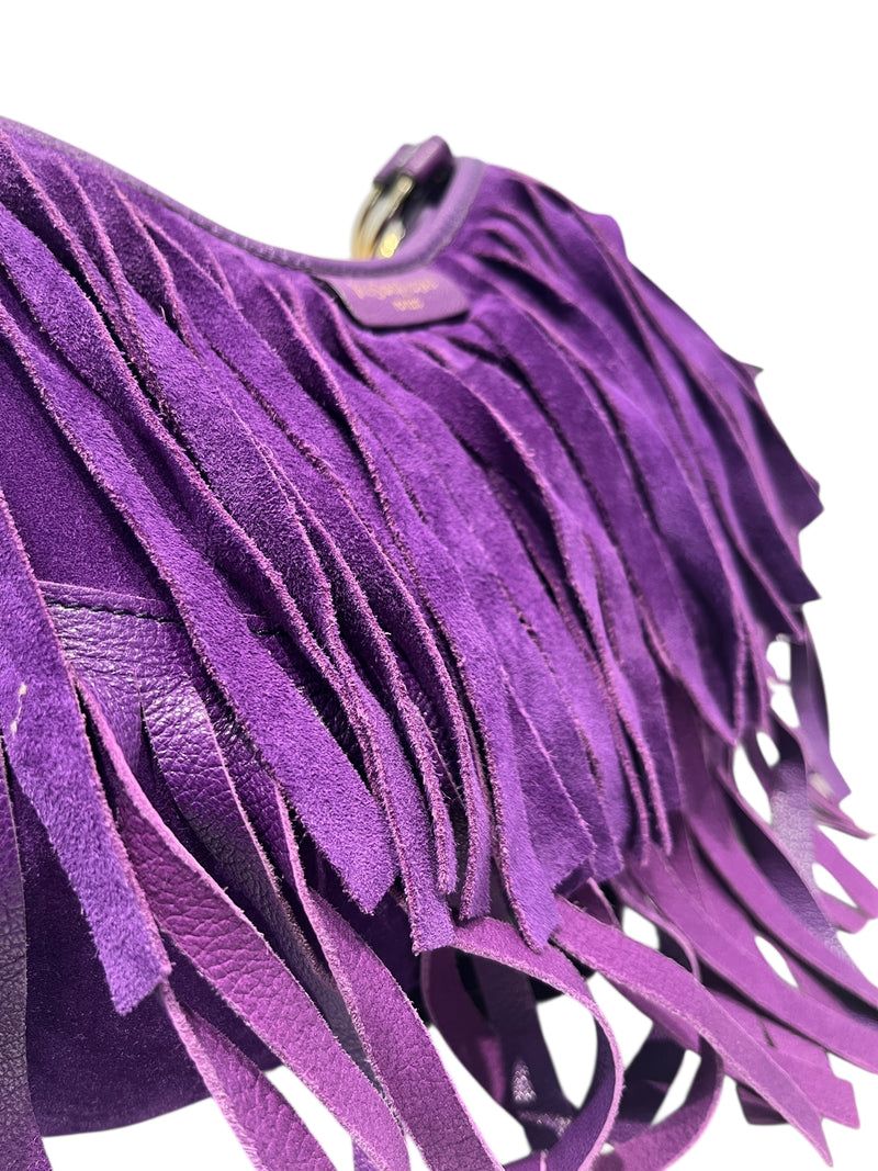 YVES SAINT LAURENT/Hand Bag/S/Suede/PPL/PURPLE TASSEL BAG WITH BENGALS