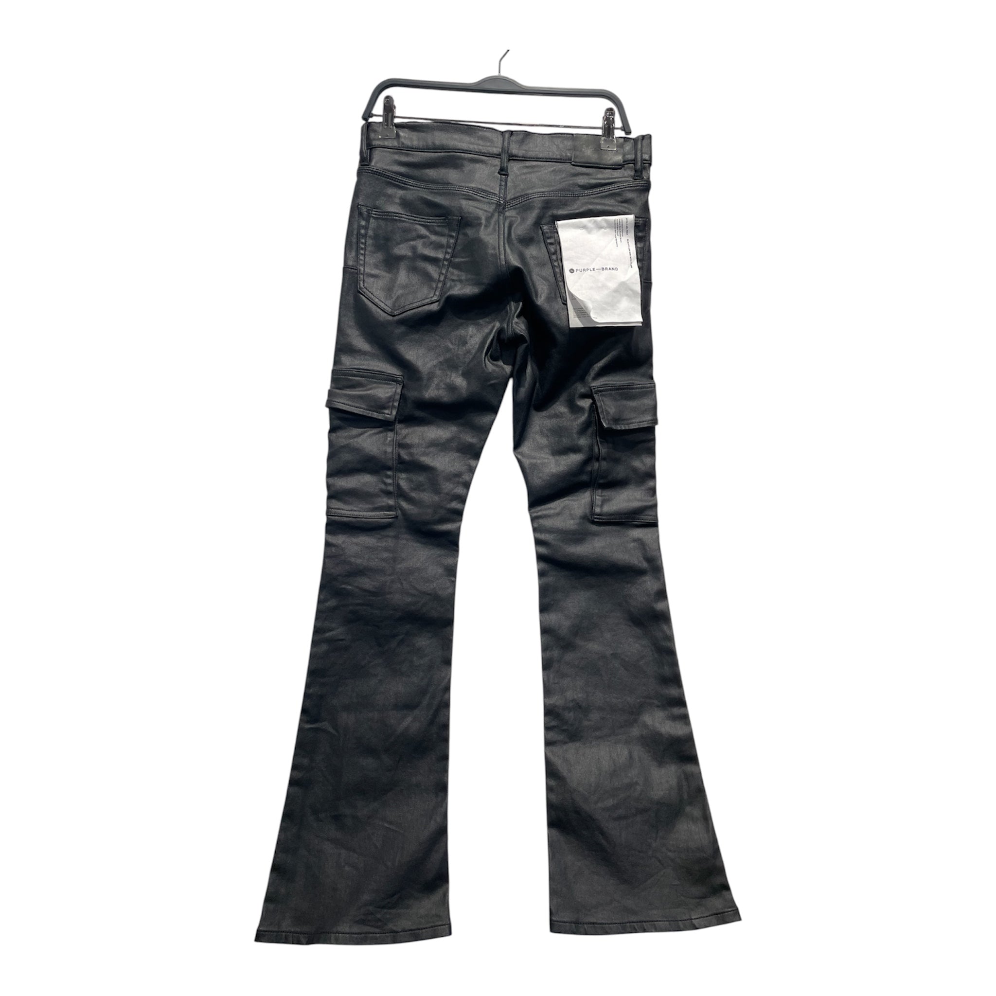 PURPLE BRAND/Cargo Pants/30/Cotton/BLK/Waxed Cargo Flare Pants view 2