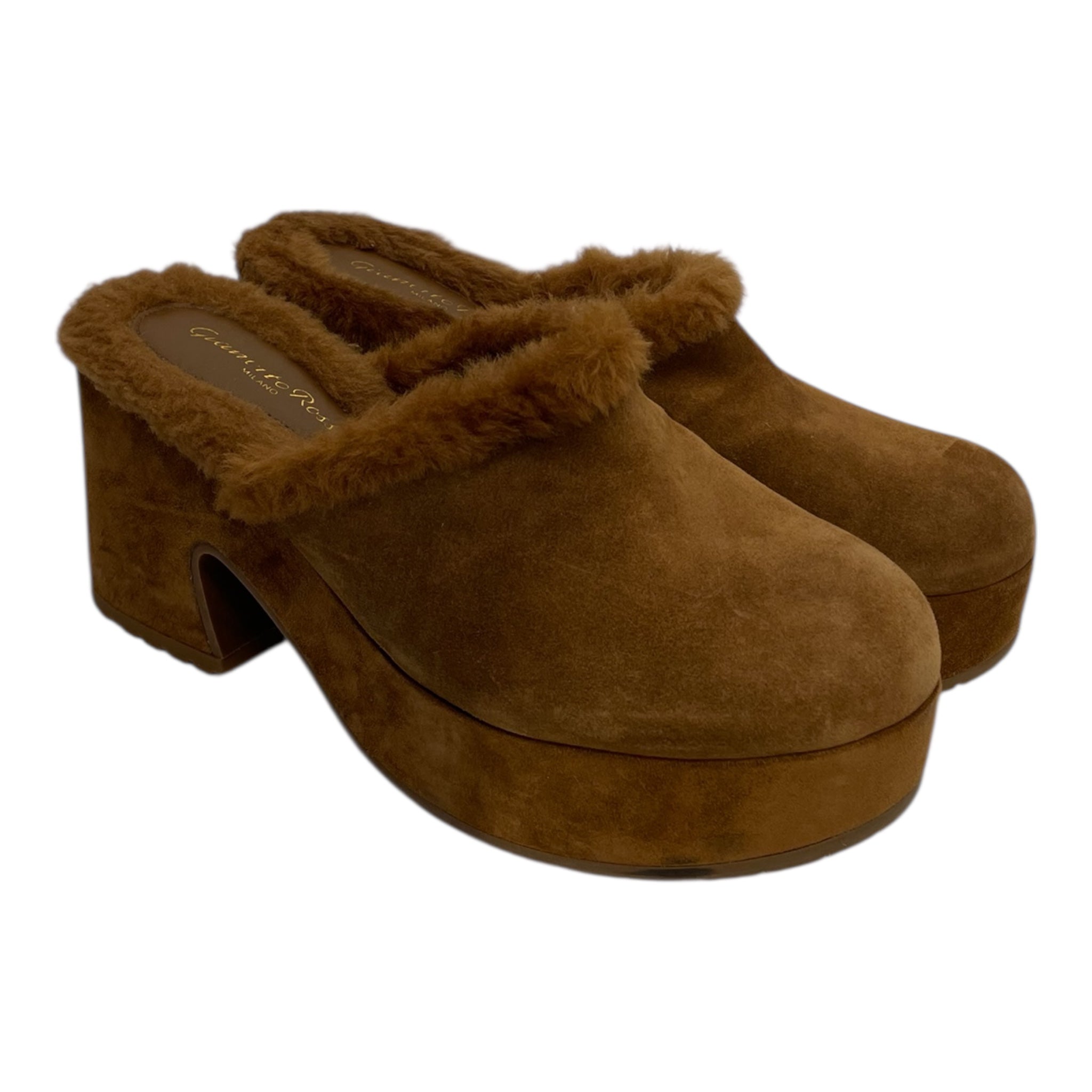Gianvito Rossi/Sandals/US 6.5/KHK/Square-Toe/fur clogs view 1