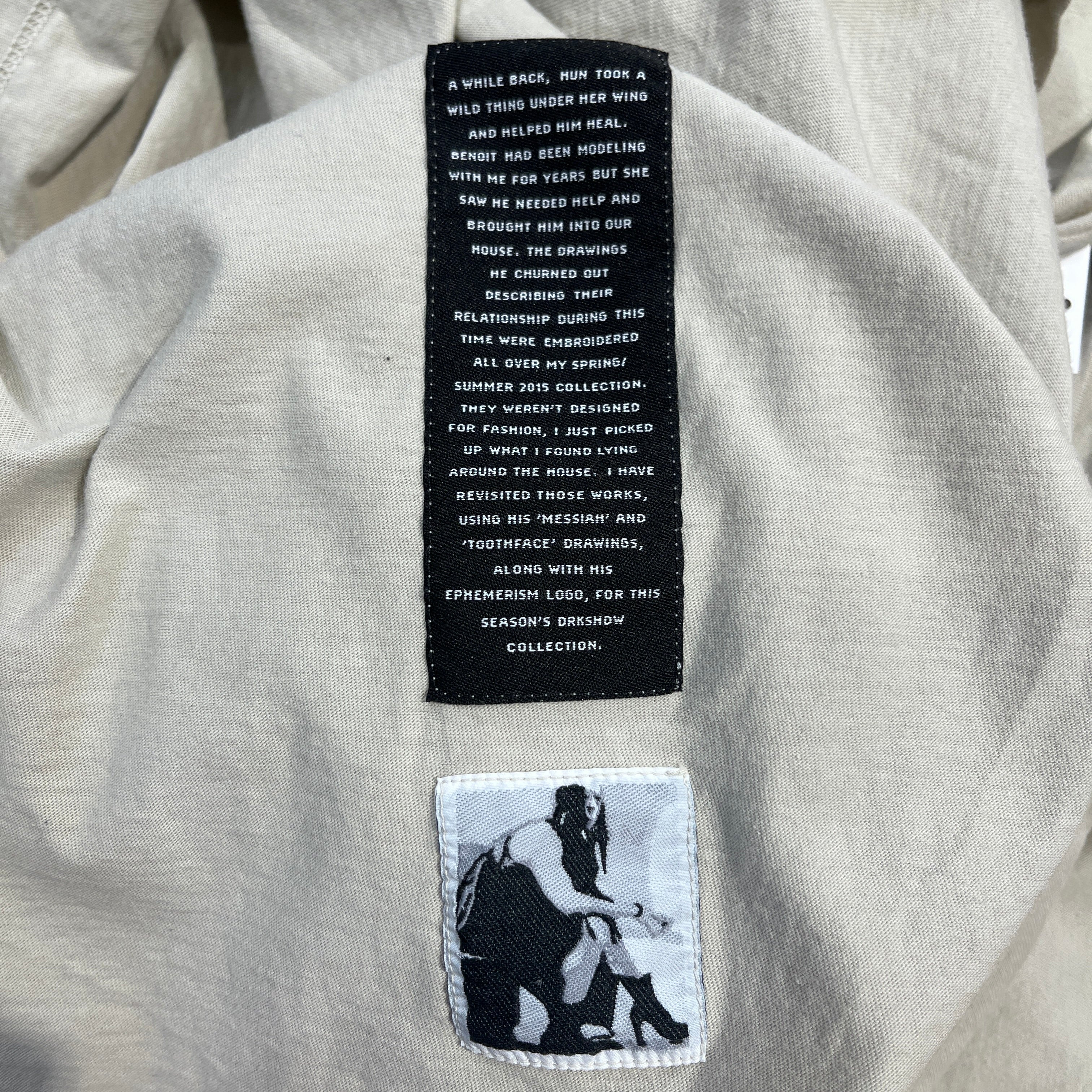 Rick Owens/LS T-Shirt/XL/Cotton/CRM/face graffitti view 3