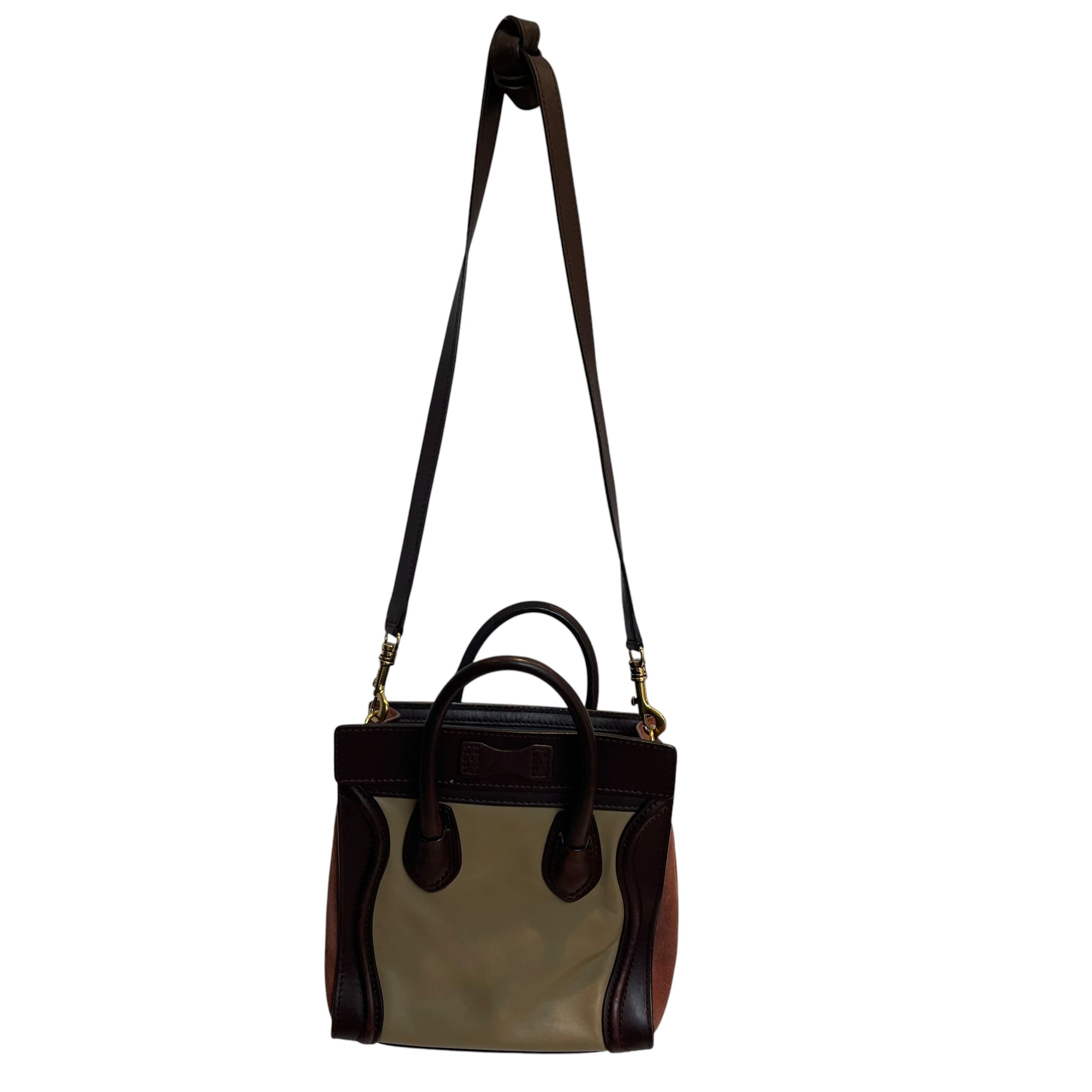 CELINE/Hand Bag/Suede/BRW/TRI COLOUR LUGGAGE MICRO view 2