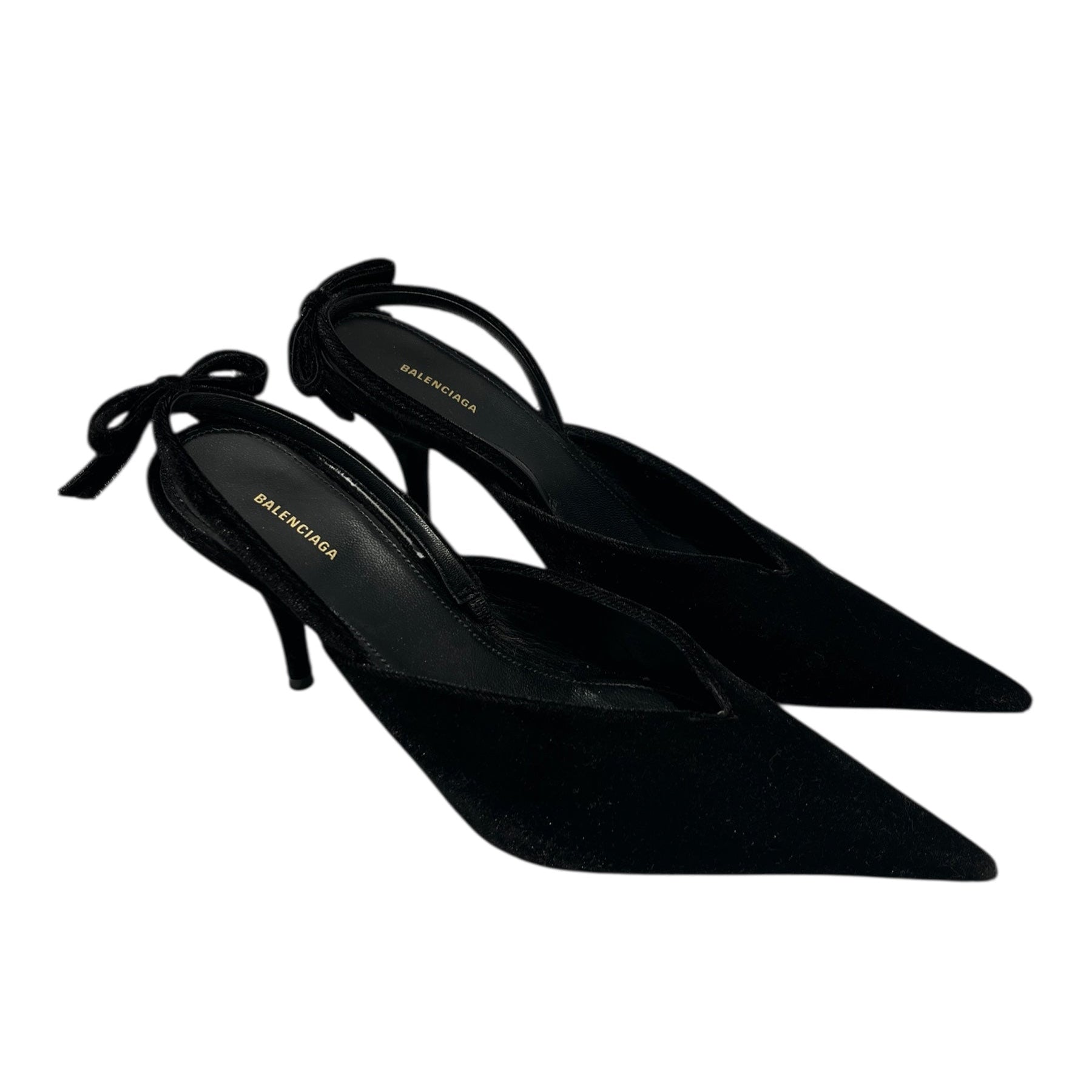 BALENCIAGA/Heels/EU 36.5/Suede/BLK/Black Velvet pointed toe view 1