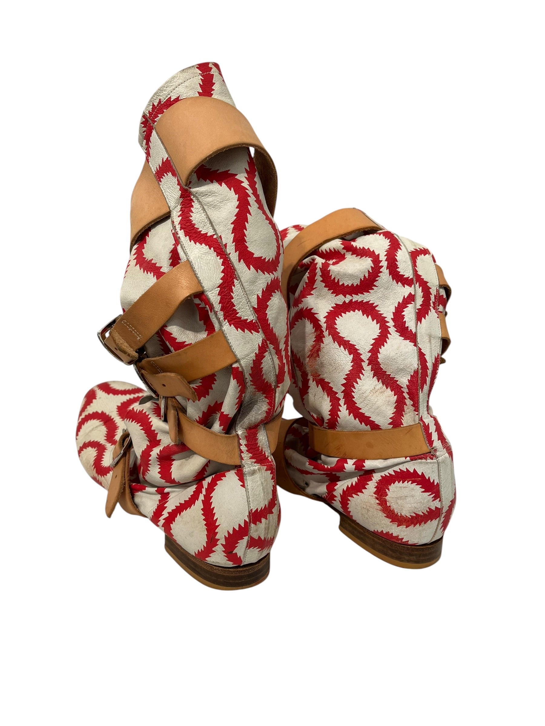 Vivienne Westwood/Boots/EU 44/All Over Print/Leather/RED/PIRATE PATTERN BUCKLE BOOT view 2