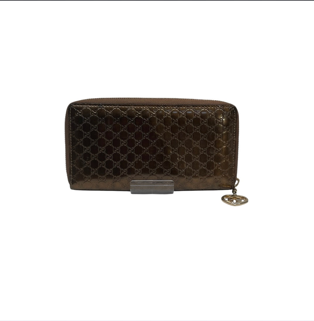GUCCI/Long Wallet/Monogram/Leather/GLD/L's/bronze heart pendent view 2