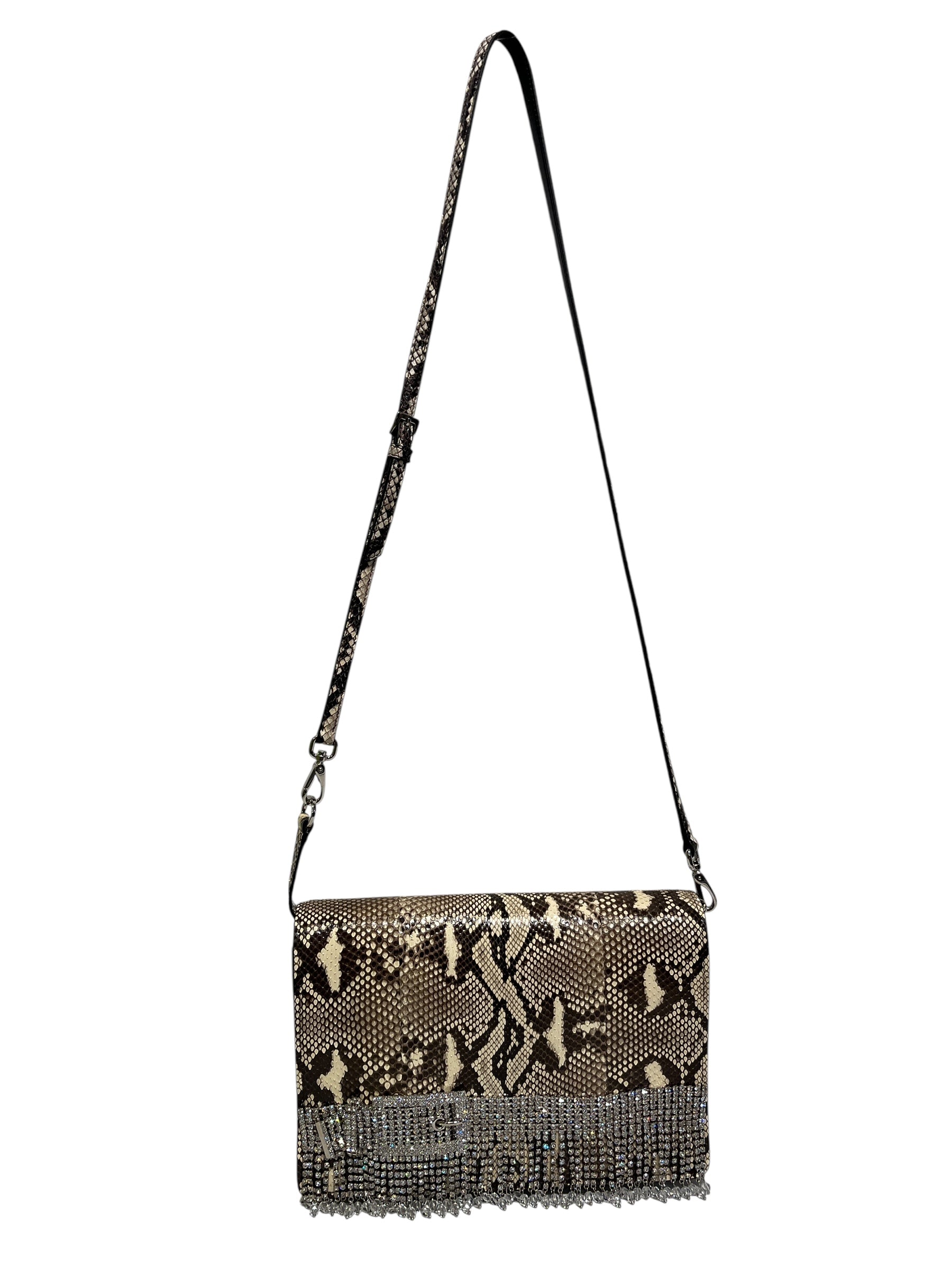 MIU MIU/Cross Body Bag/Animal Pattern/KHK/RHINESTOE FRINGE SNAKESKIN view 1