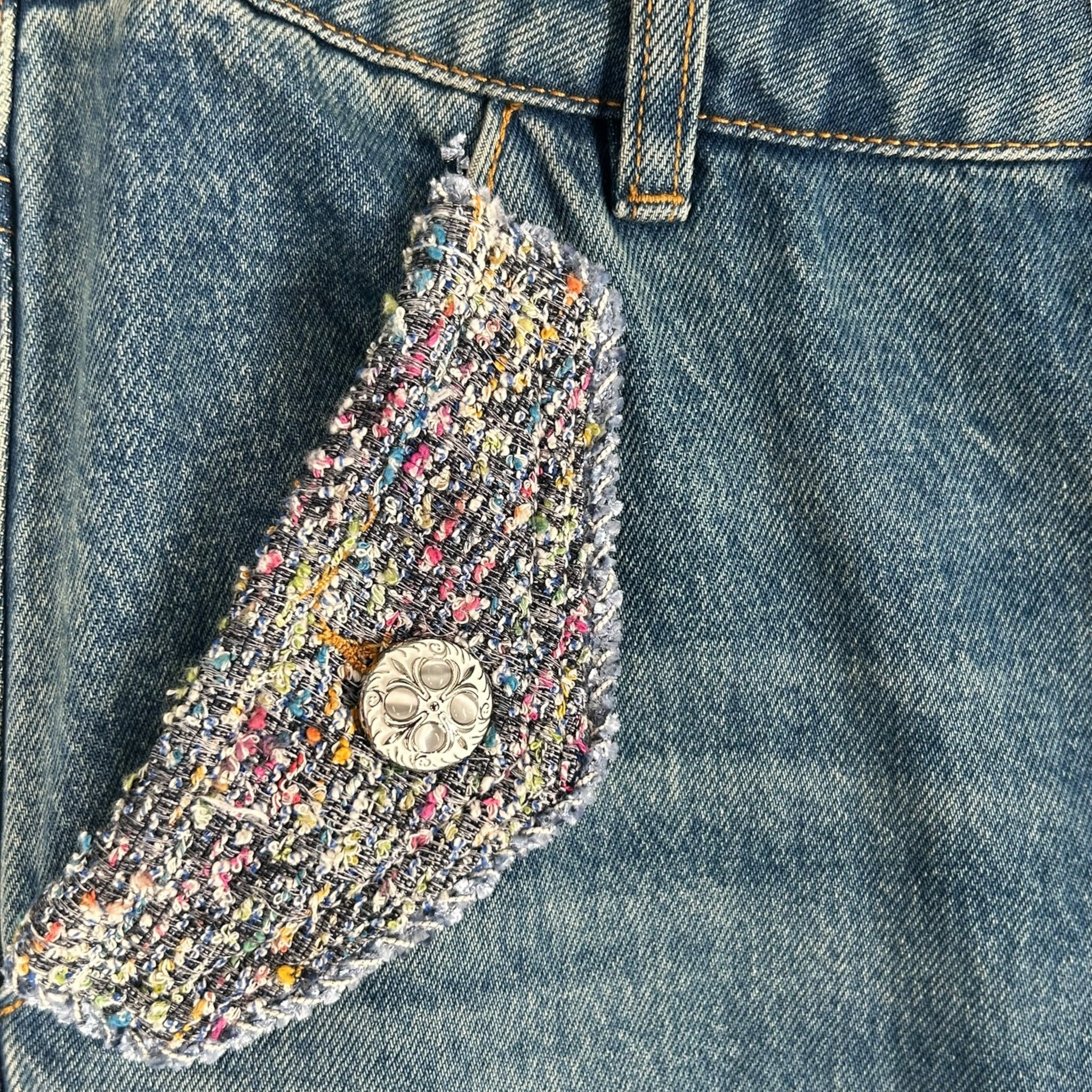 Birth Of Royal Child/Straight Pants/M/Cotton/BLU/CHANEL PATTERN ON THE PPOCKET view 4