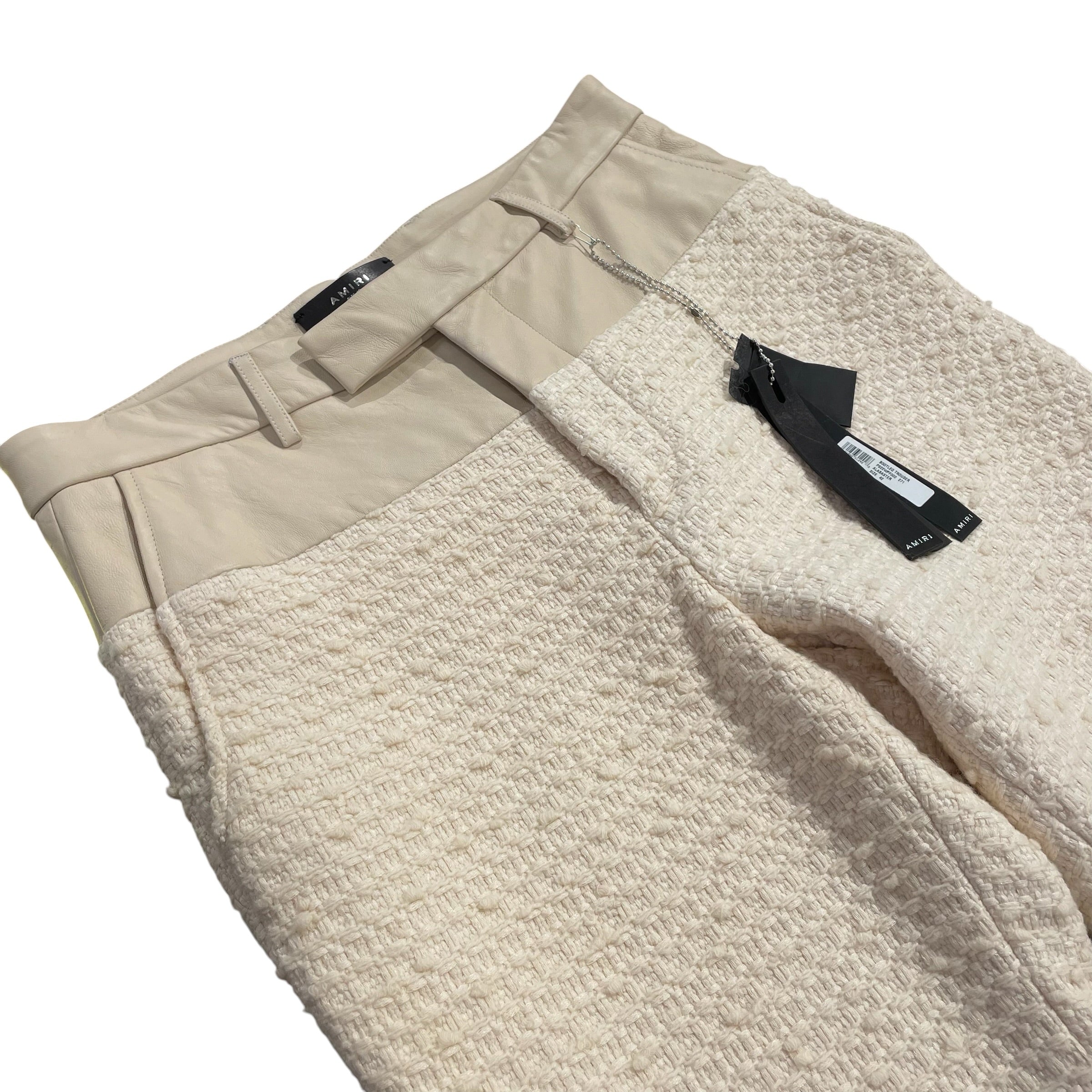 AMIRI/Bootcut Pants/42/Cotton/CRM/COTTON BLEND\LEATHER TRIM view 3