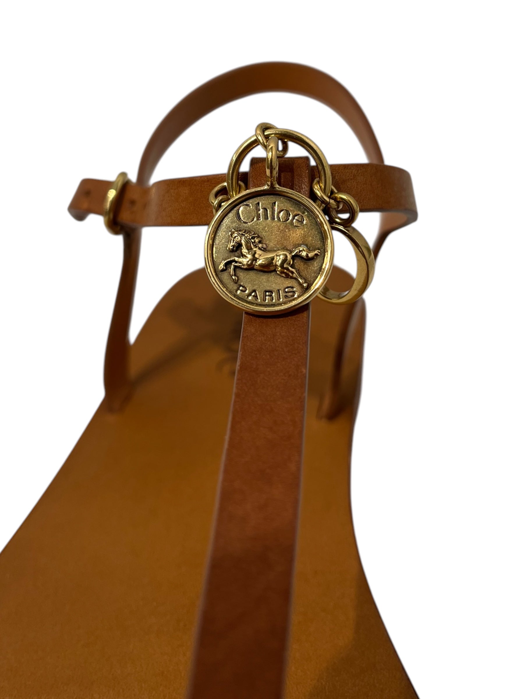 Chloe/Sandals/EU 40/Leather/BRW/Ankle Strap/GOLD LOGO CHARMS THONG view 7