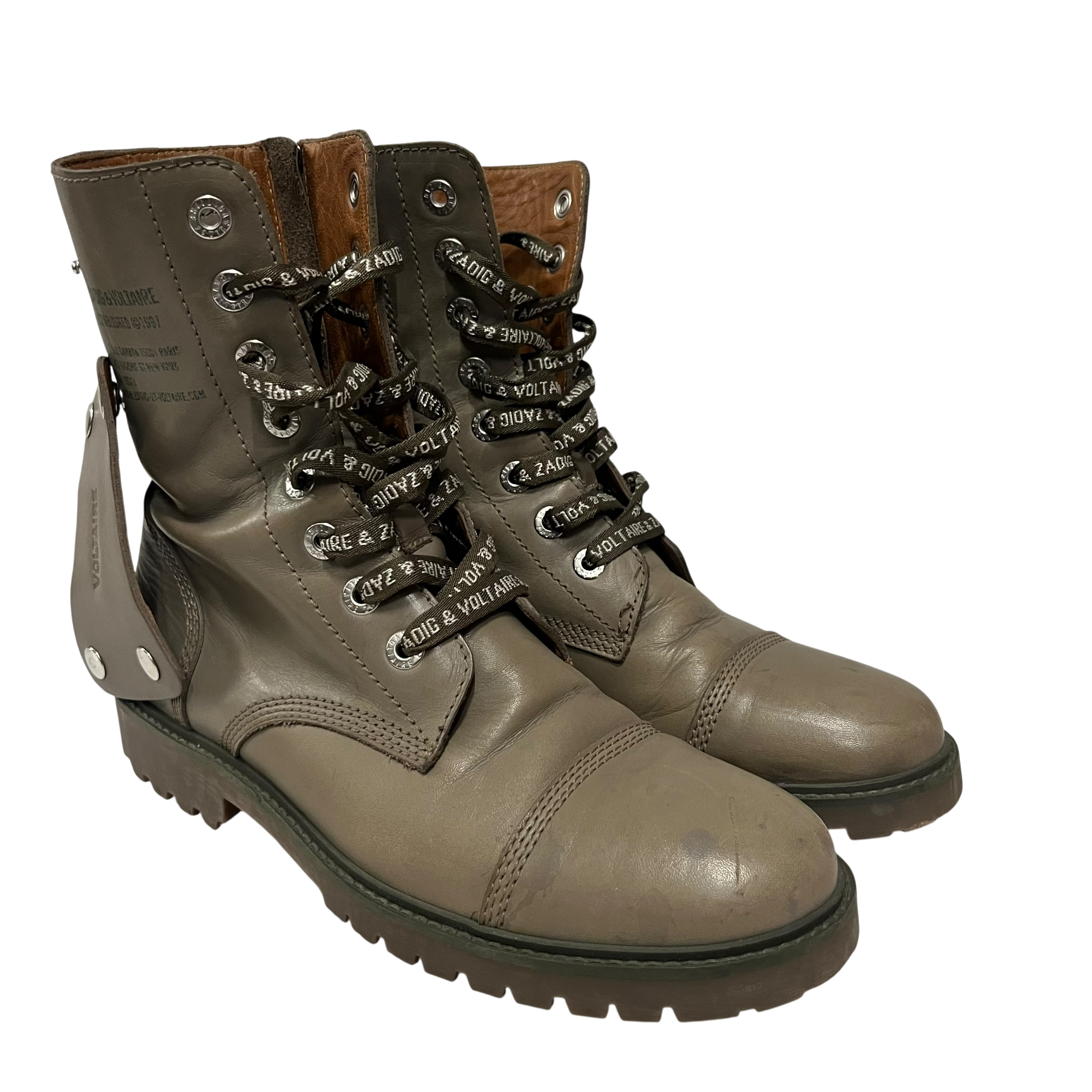 Zadig&Voltaire/Lace Up Boots/EU 41/Leather/KHK/combat boots view 2