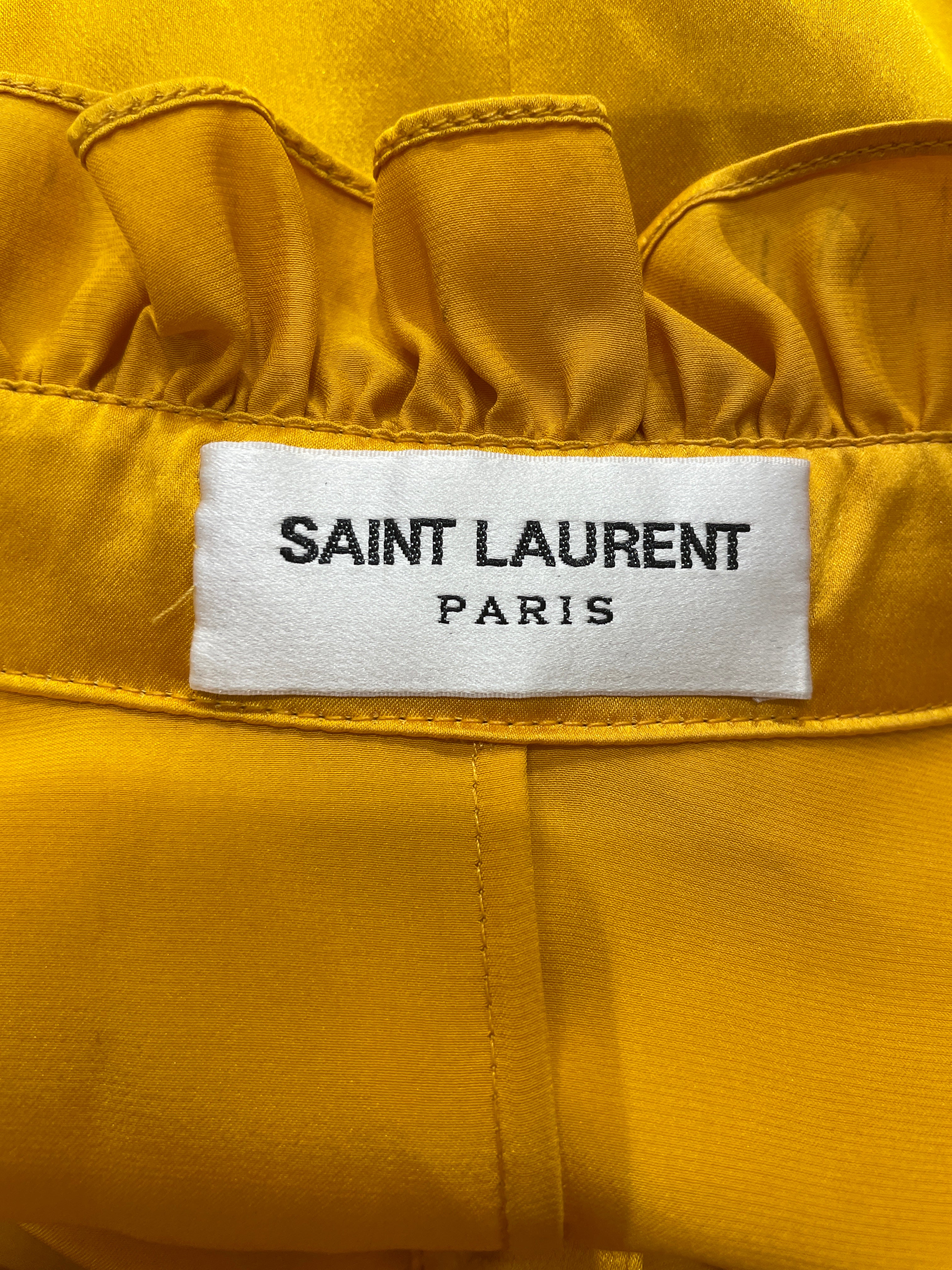 SAINT LAURENT/LS Dress/M/Polyester/GLD/RUFFLE NECK/SLEEVE DRESS view 3
