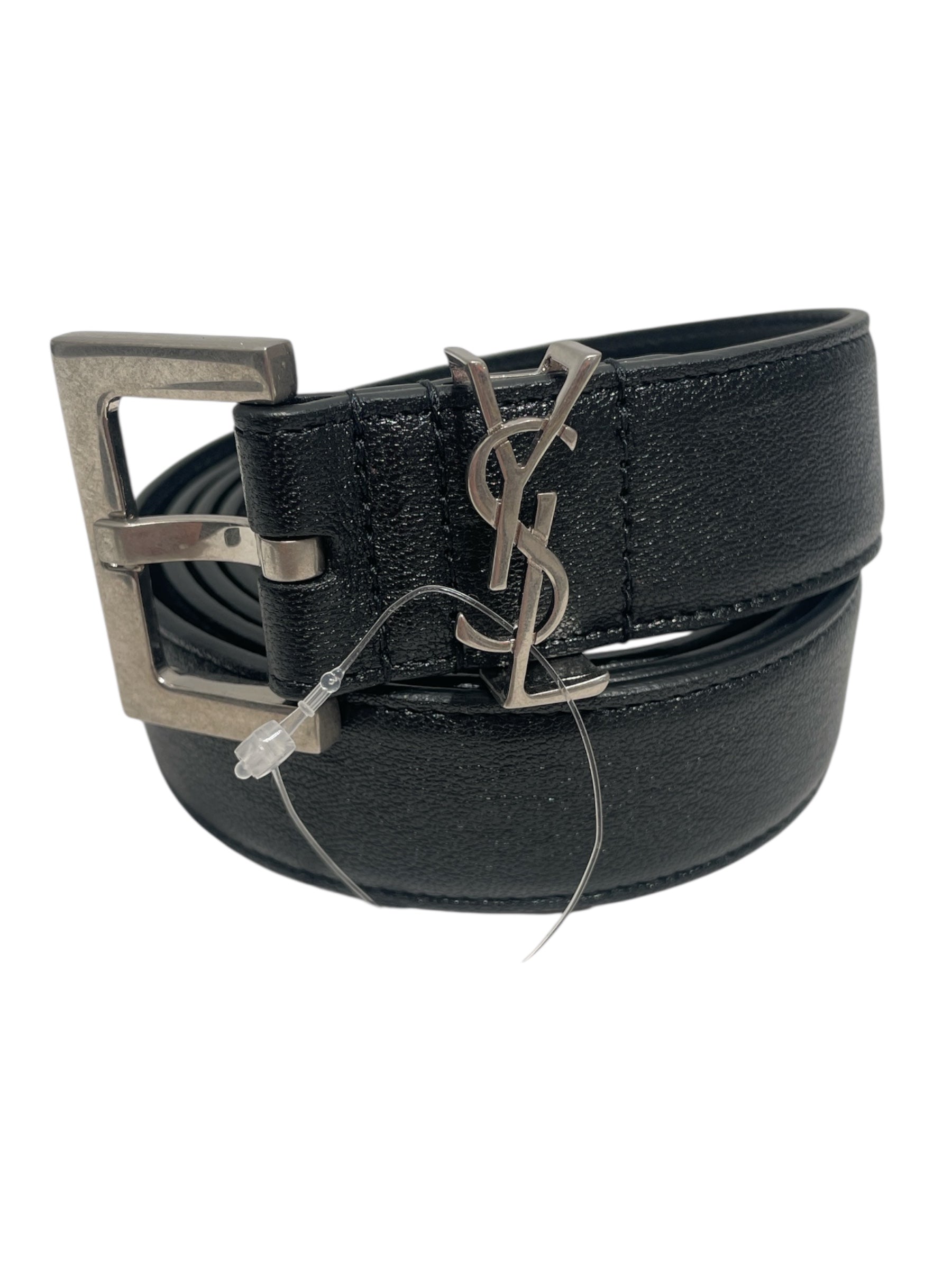 SAINT LAURENT/Belt/Leather/BLK/10OCM SILVER view 1