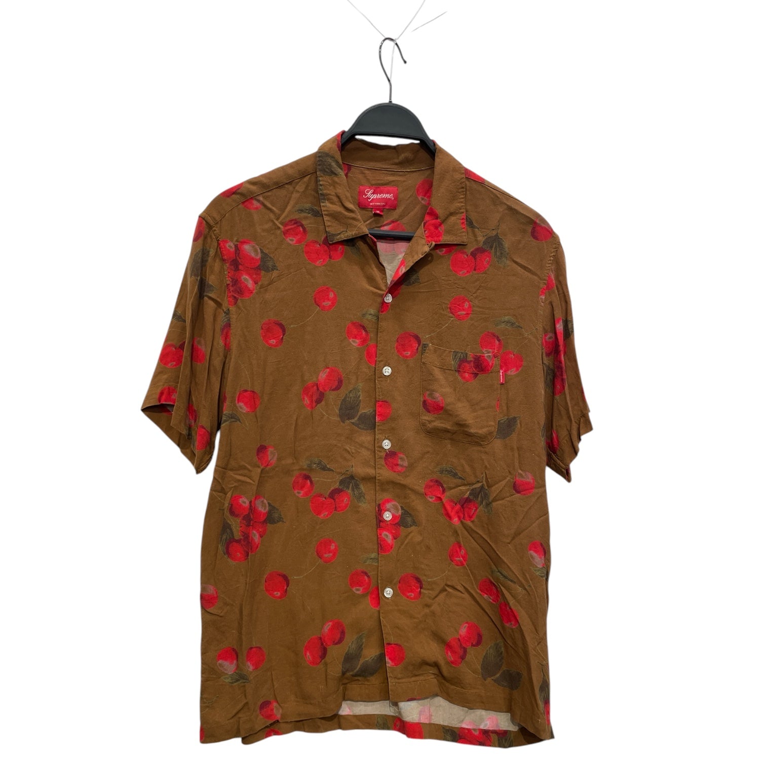 Supreme/SS Shirt/M/Rayon/BRW/All Over Print/cherry pattern view 1