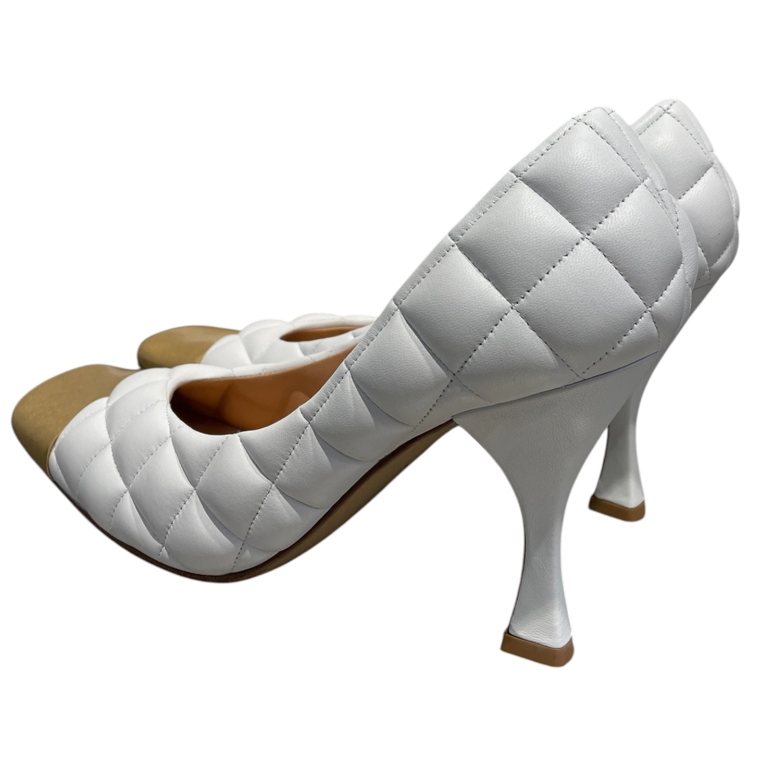 BOTTEGA VENETA/Heels/US 8.5/Leather/WHT/Nappa Quilted Dream Pumps view 2