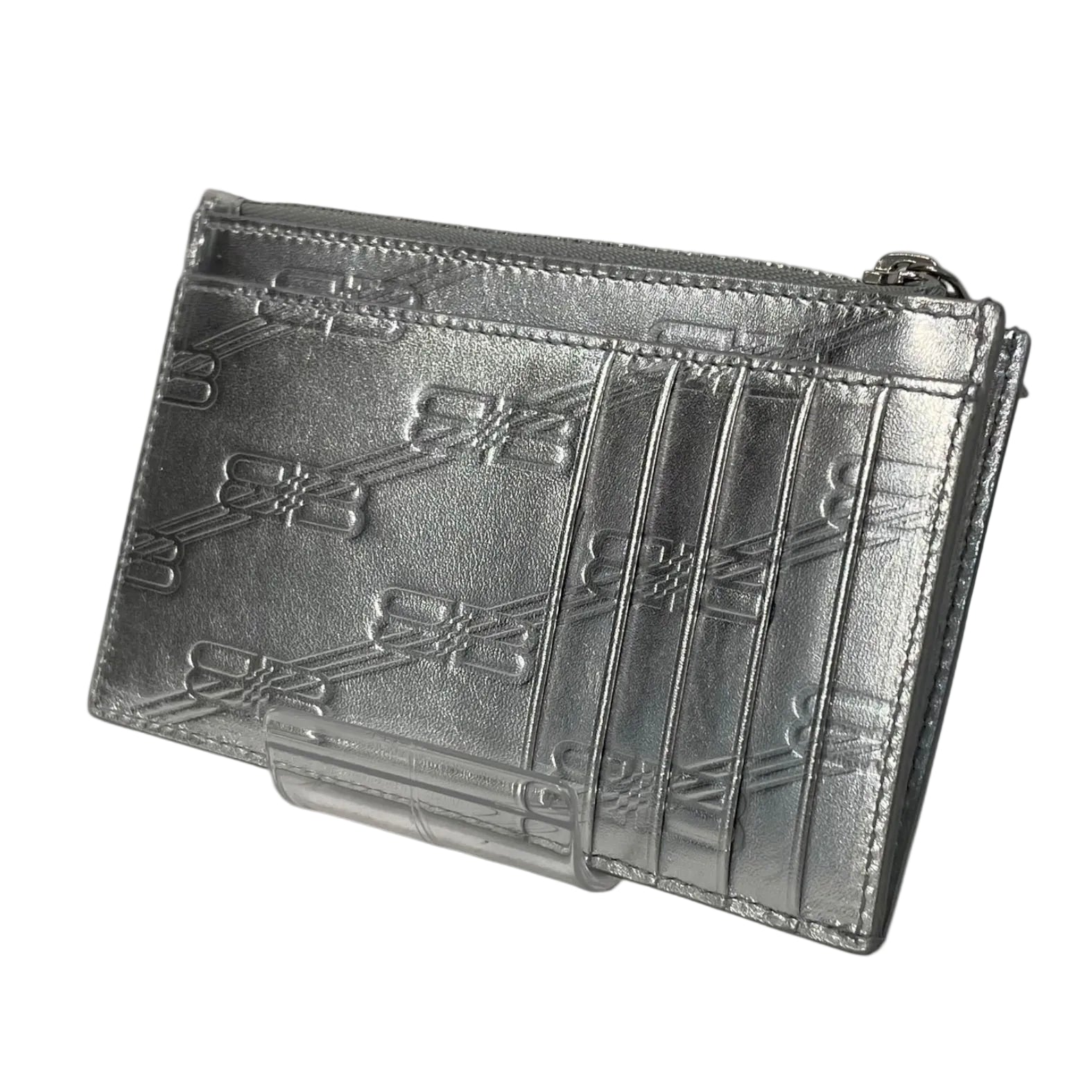 BALENCIAGA/Long Wallet/Leather/SLV/M's/embossed long card holder view 2