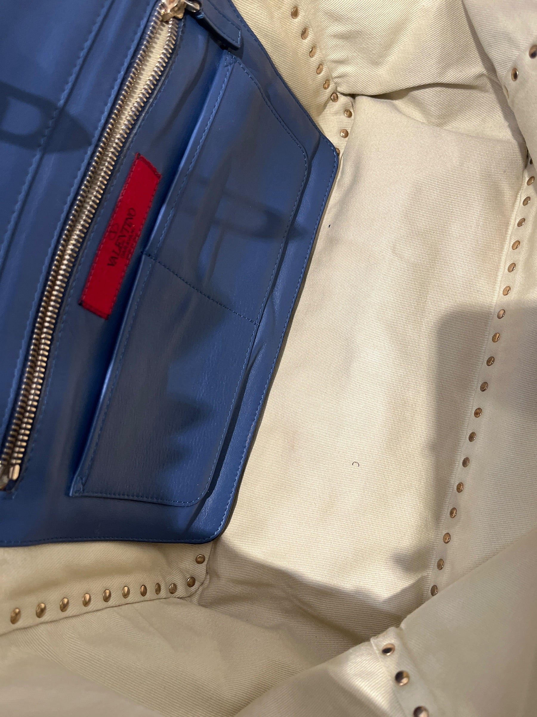 VALENTINO/Hand Bag/Leather/BLU/Studded handle view 4